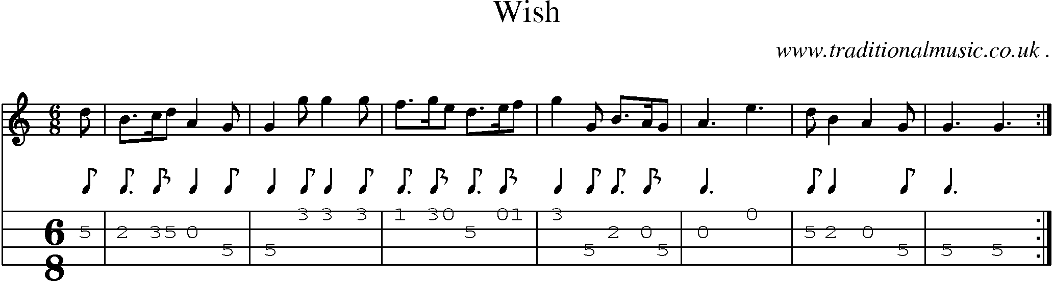 Sheet-Music and Mandolin Tabs for Wish