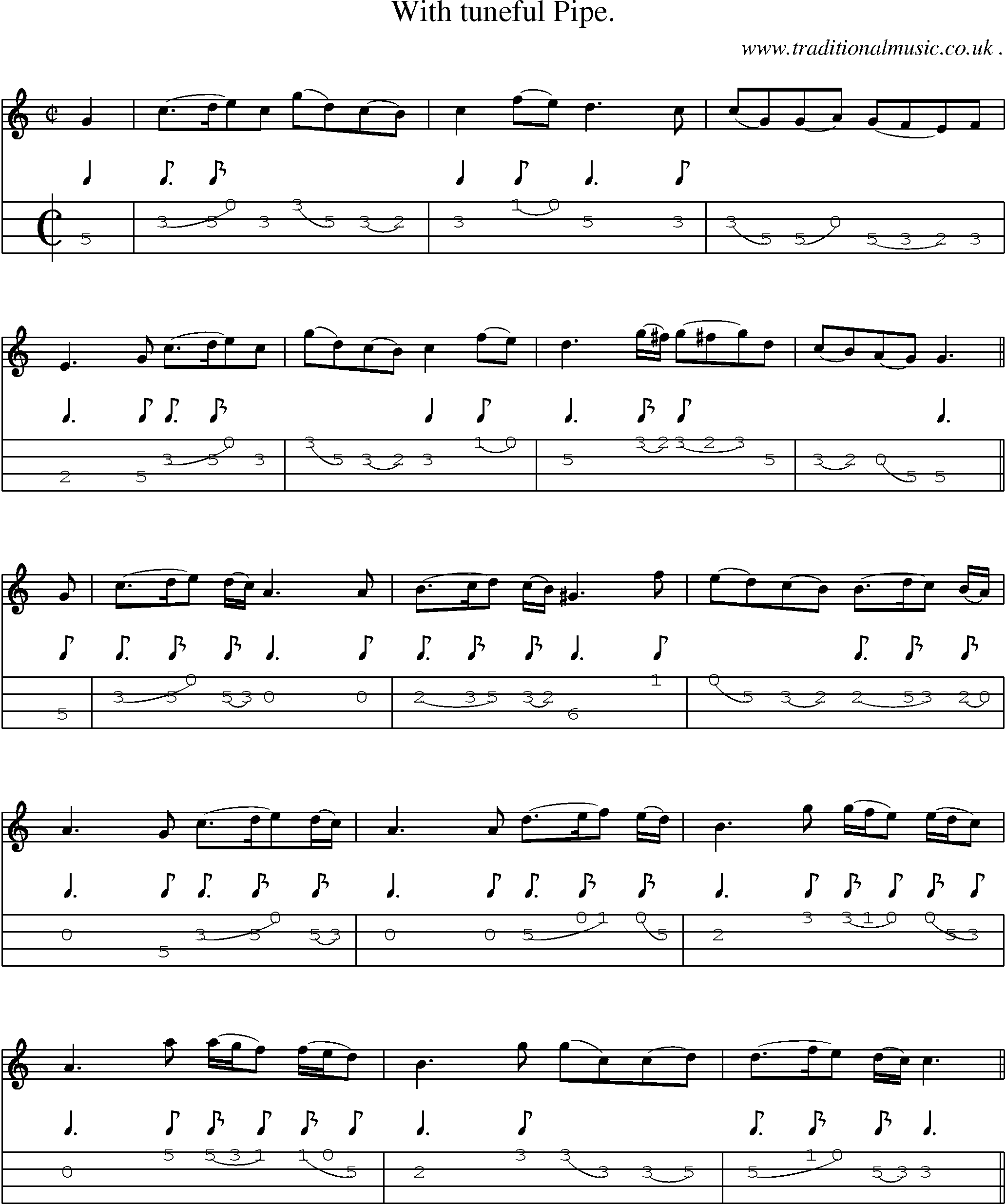 Sheet-Music and Mandolin Tabs for With Tuneful Pipe