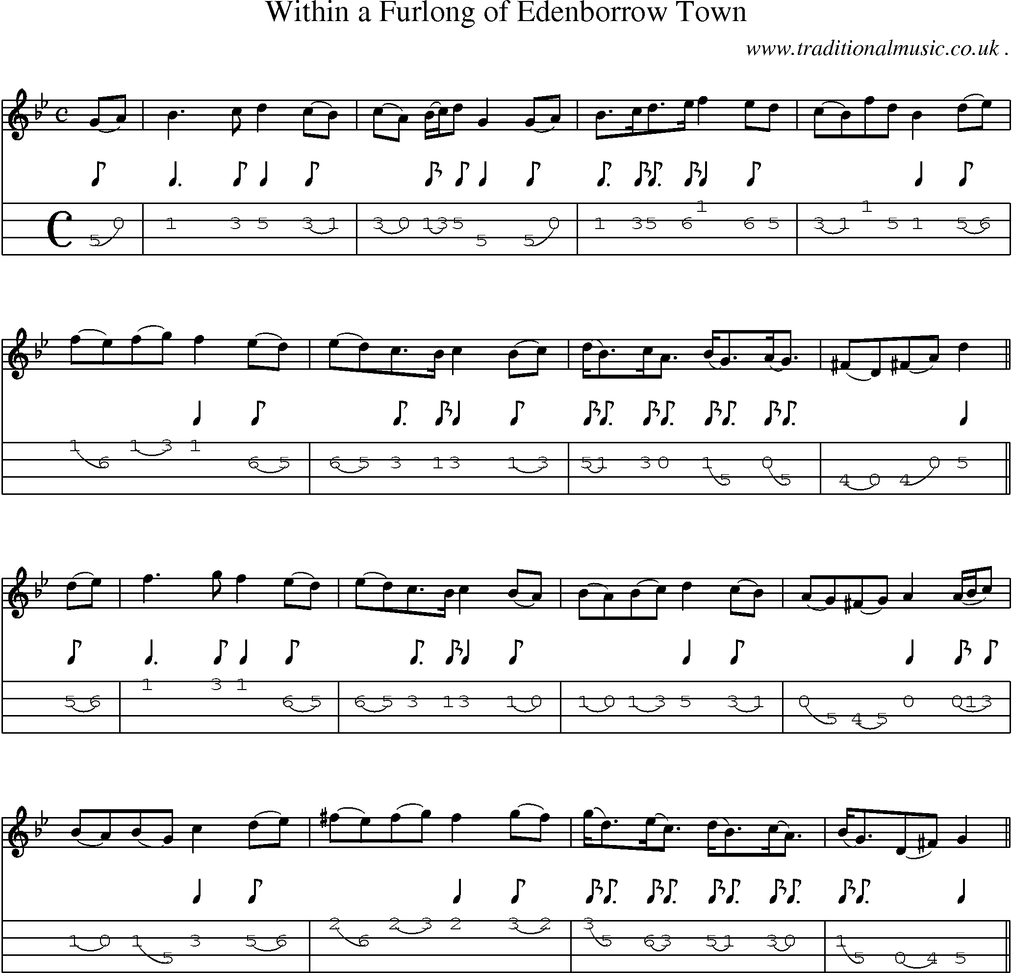 Sheet-Music and Mandolin Tabs for Within A Furlong Of Edenborrow Town