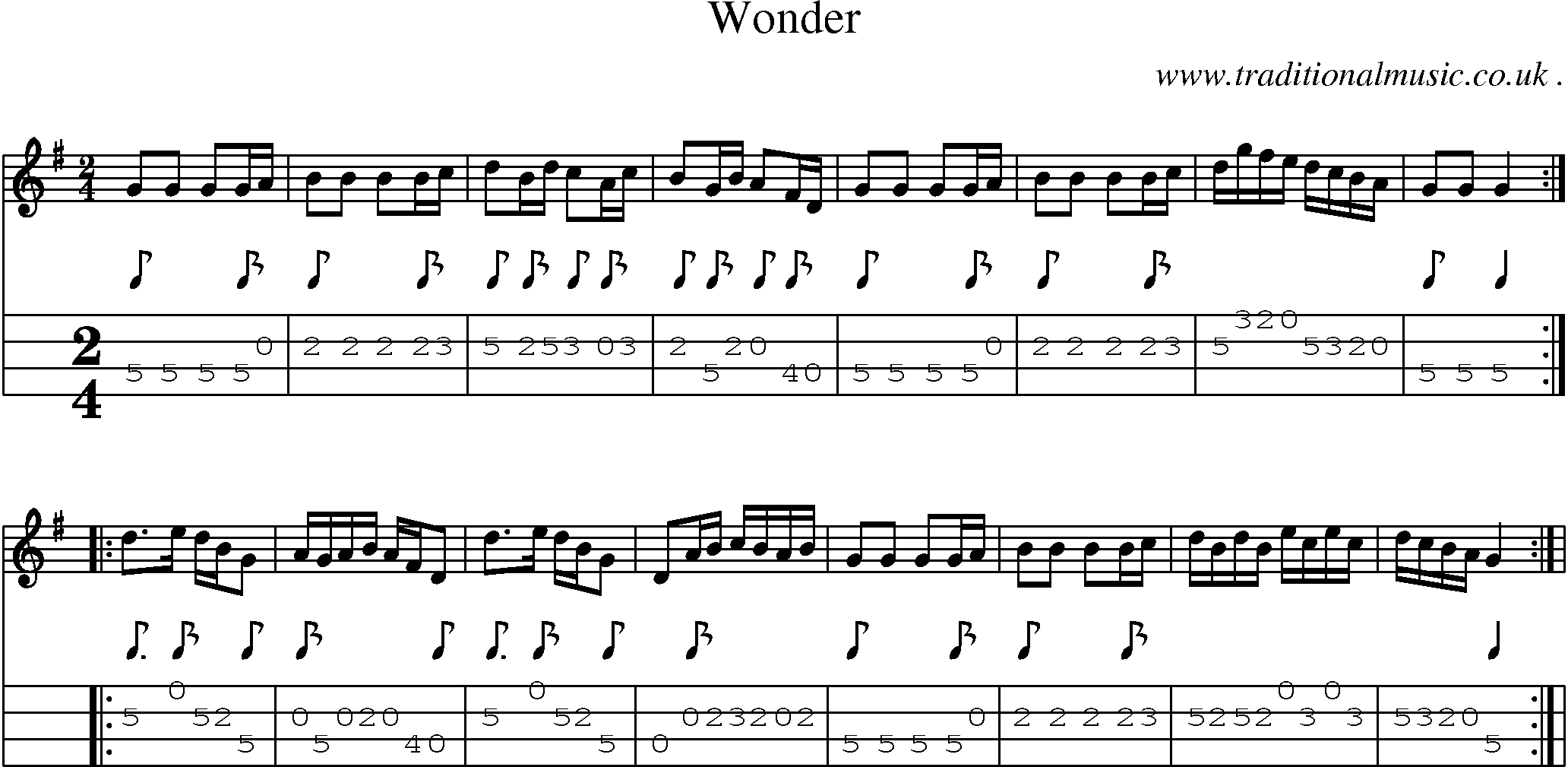 Sheet-Music and Mandolin Tabs for Wonder