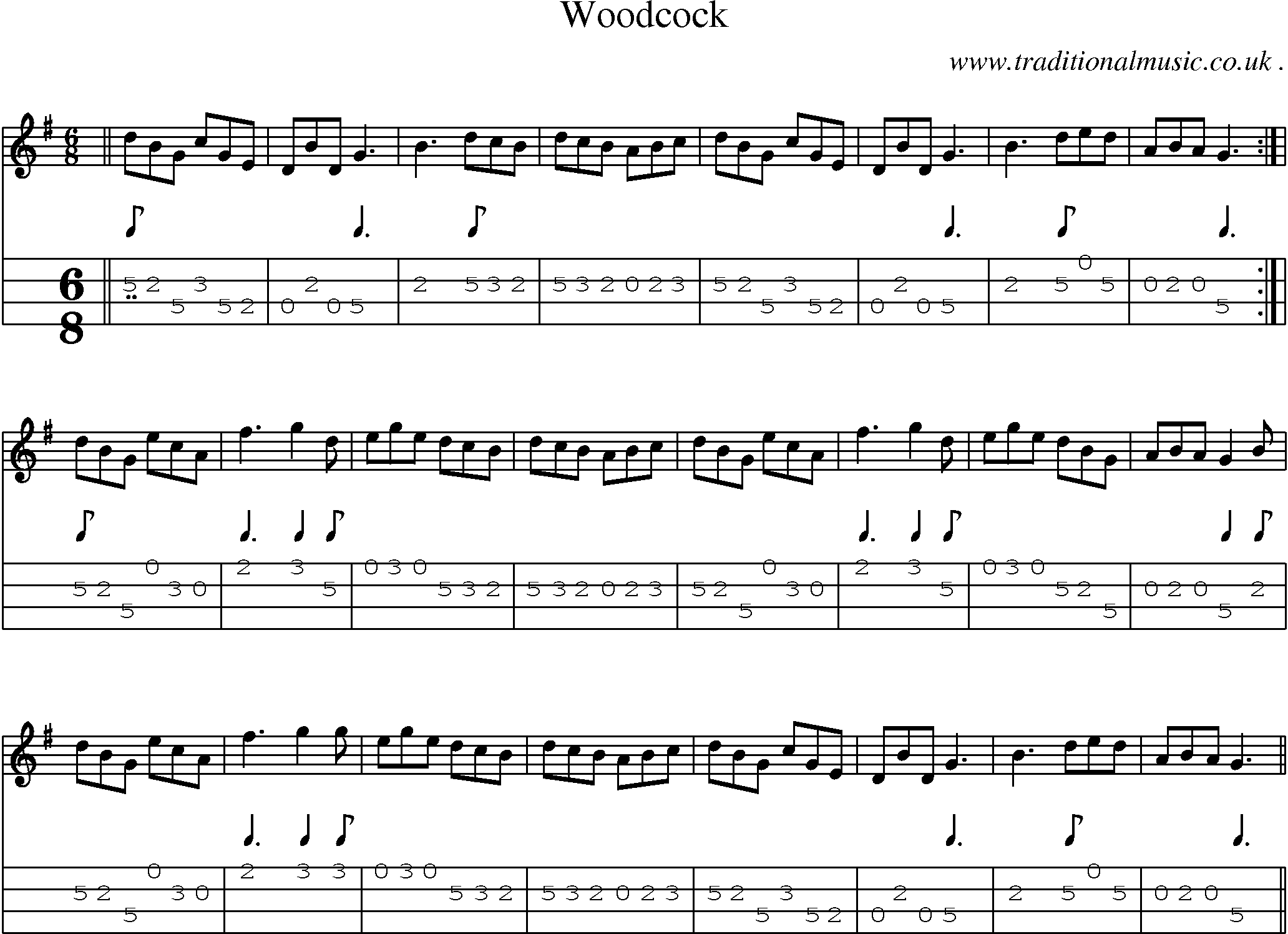 Sheet-Music and Mandolin Tabs for Woodcock