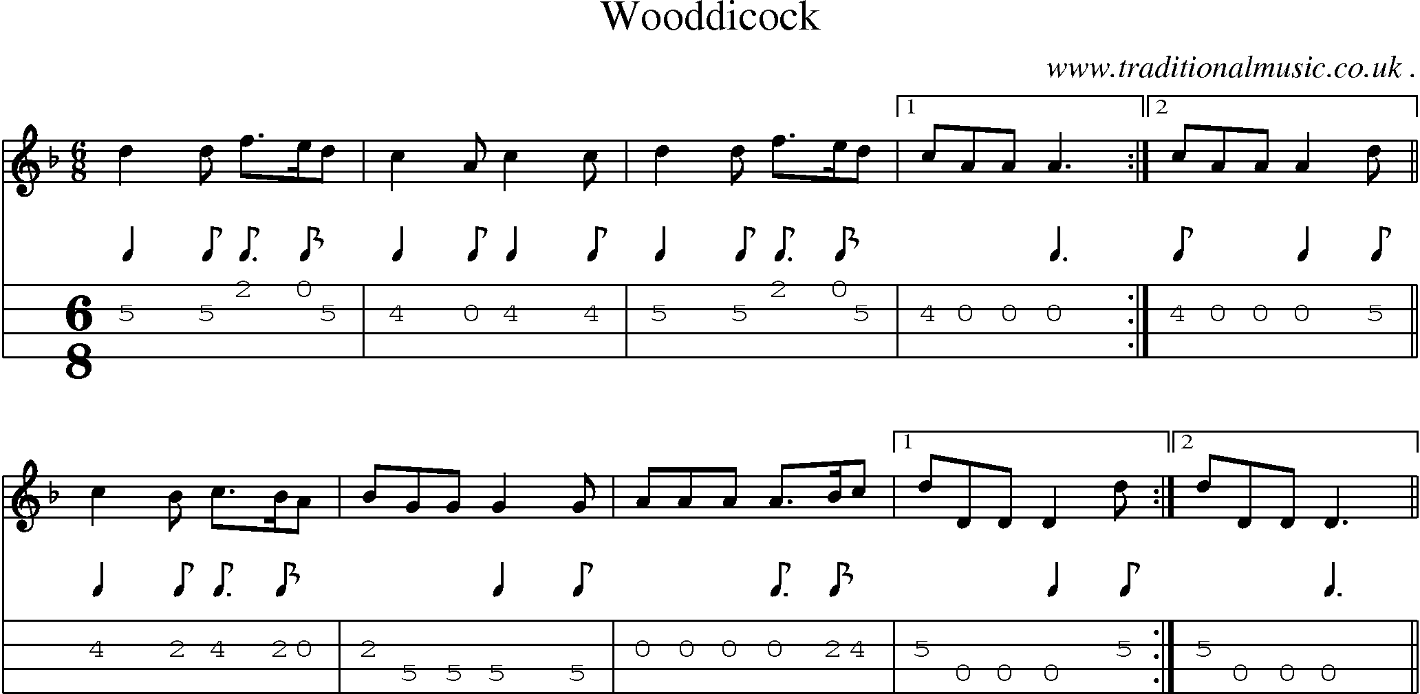Sheet-Music and Mandolin Tabs for Wooddicock