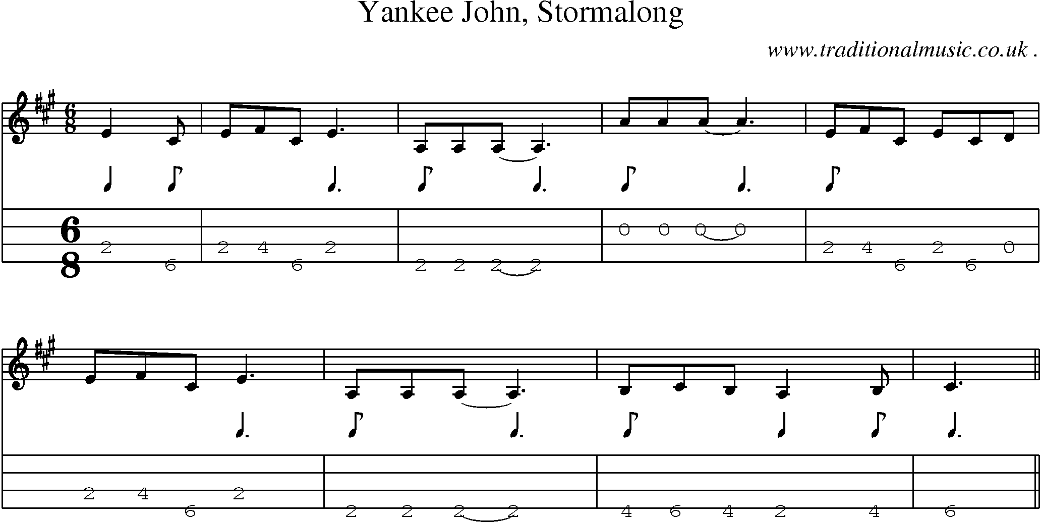 Sheet-Music and Mandolin Tabs for Yankee John Stormalong