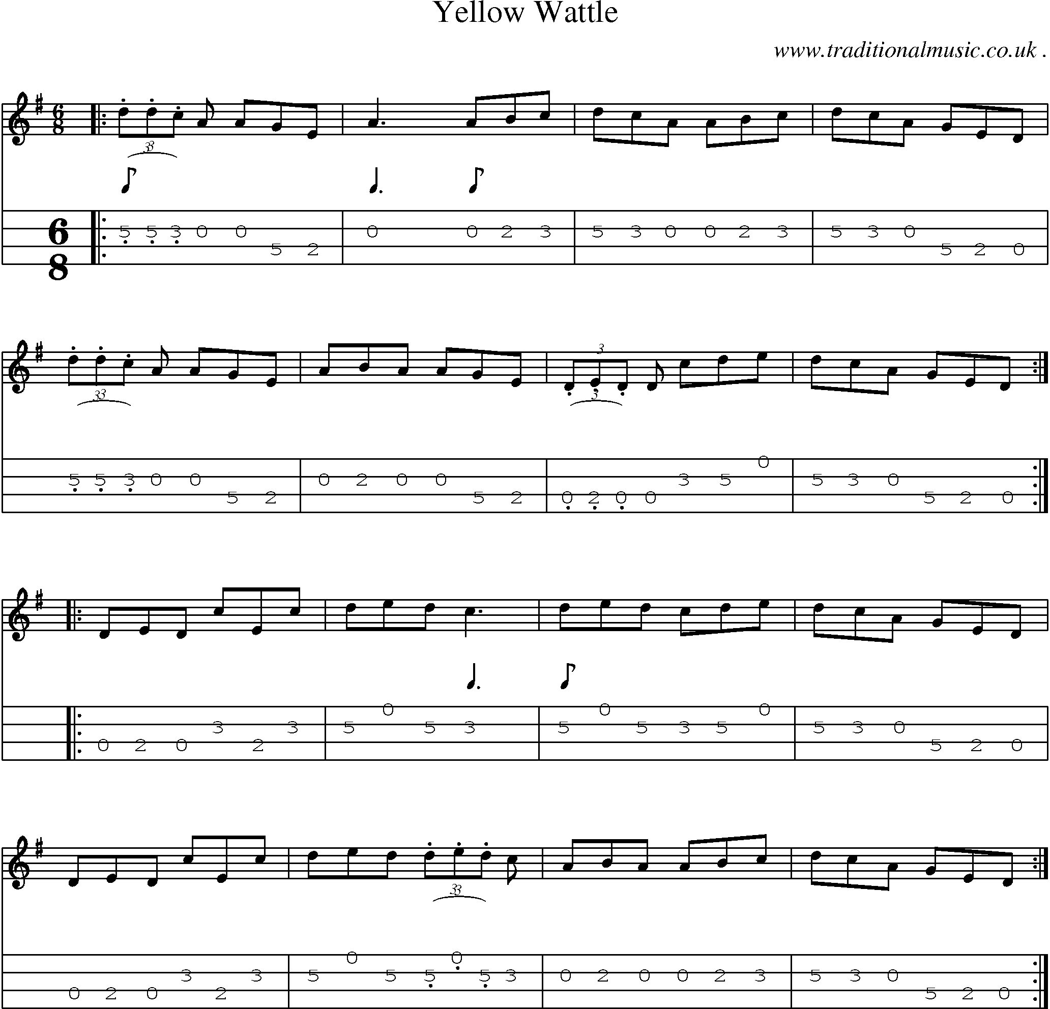 Sheet-Music and Mandolin Tabs for Yellow Wattle