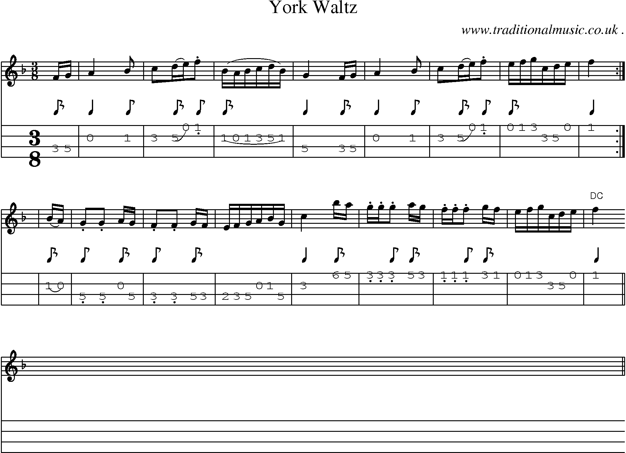 Sheet-Music and Mandolin Tabs for York Waltz