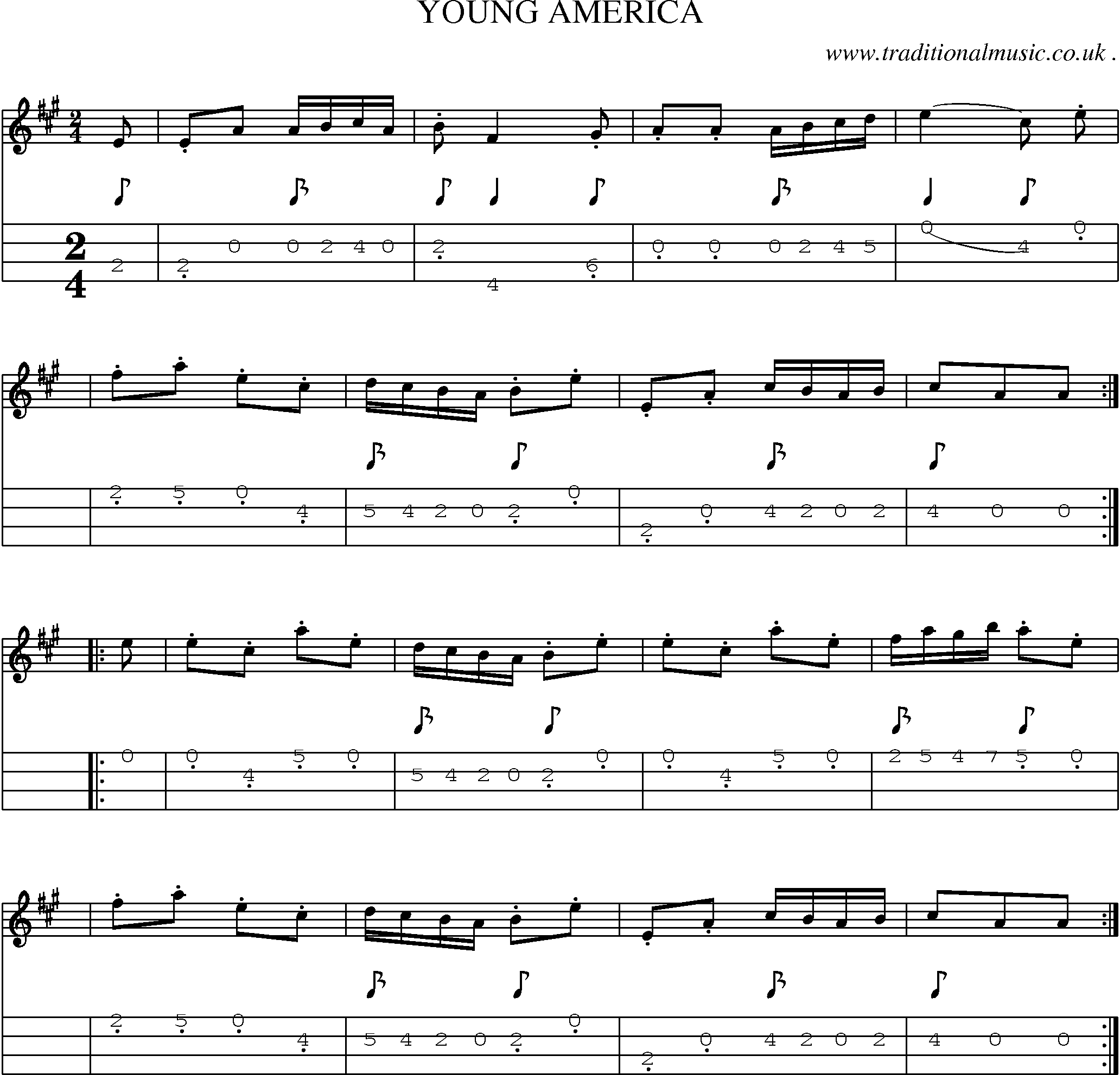 Sheet-Music and Mandolin Tabs for Young America