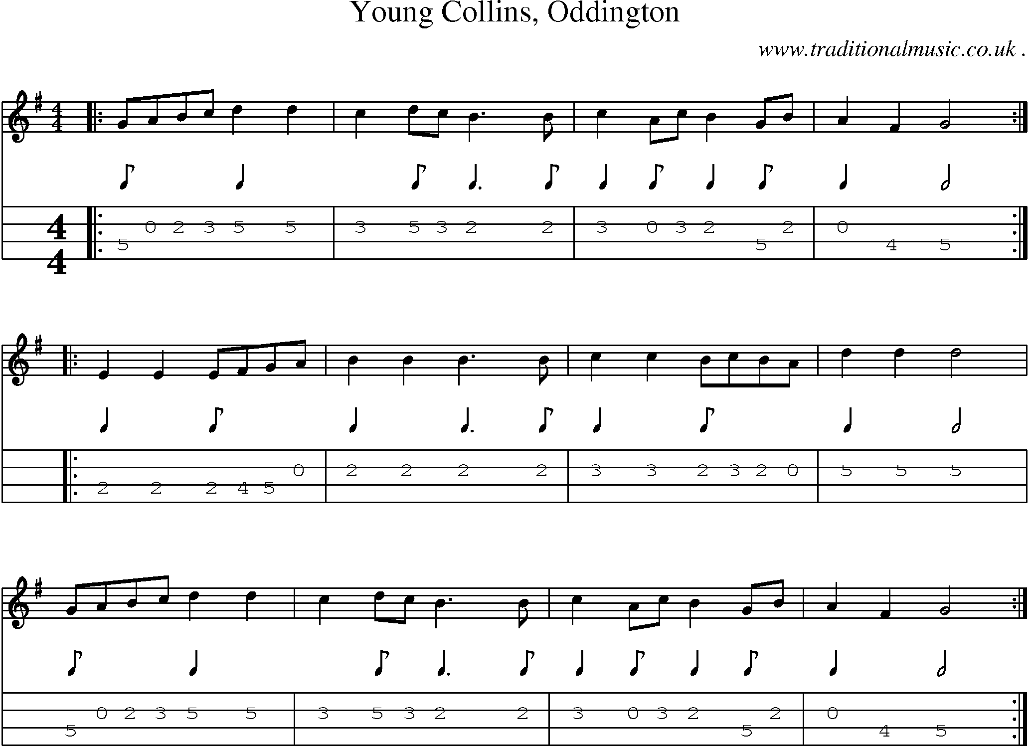 Sheet-Music and Mandolin Tabs for Young Collins Oddington
