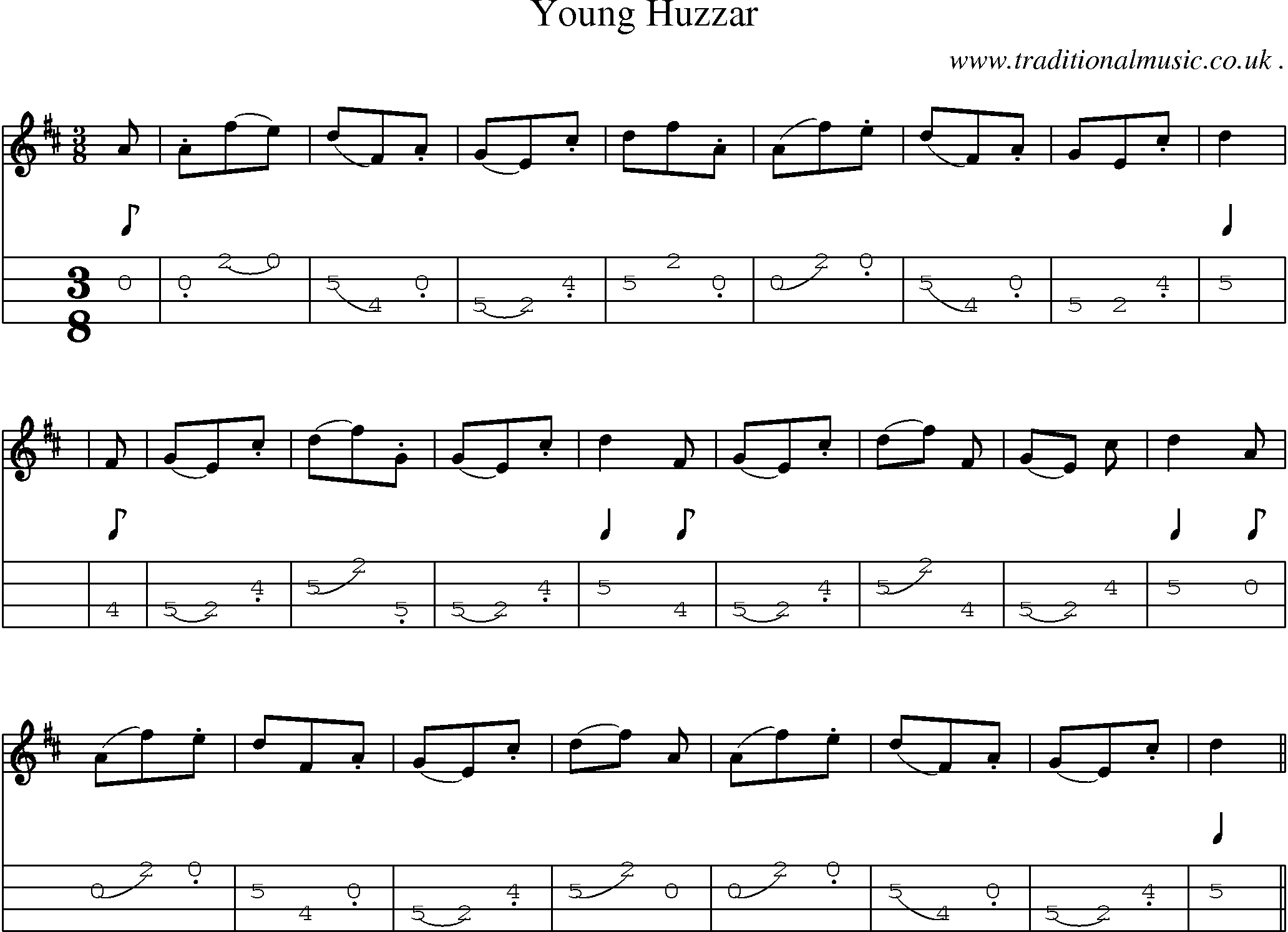 Sheet-Music and Mandolin Tabs for Young Huzzar