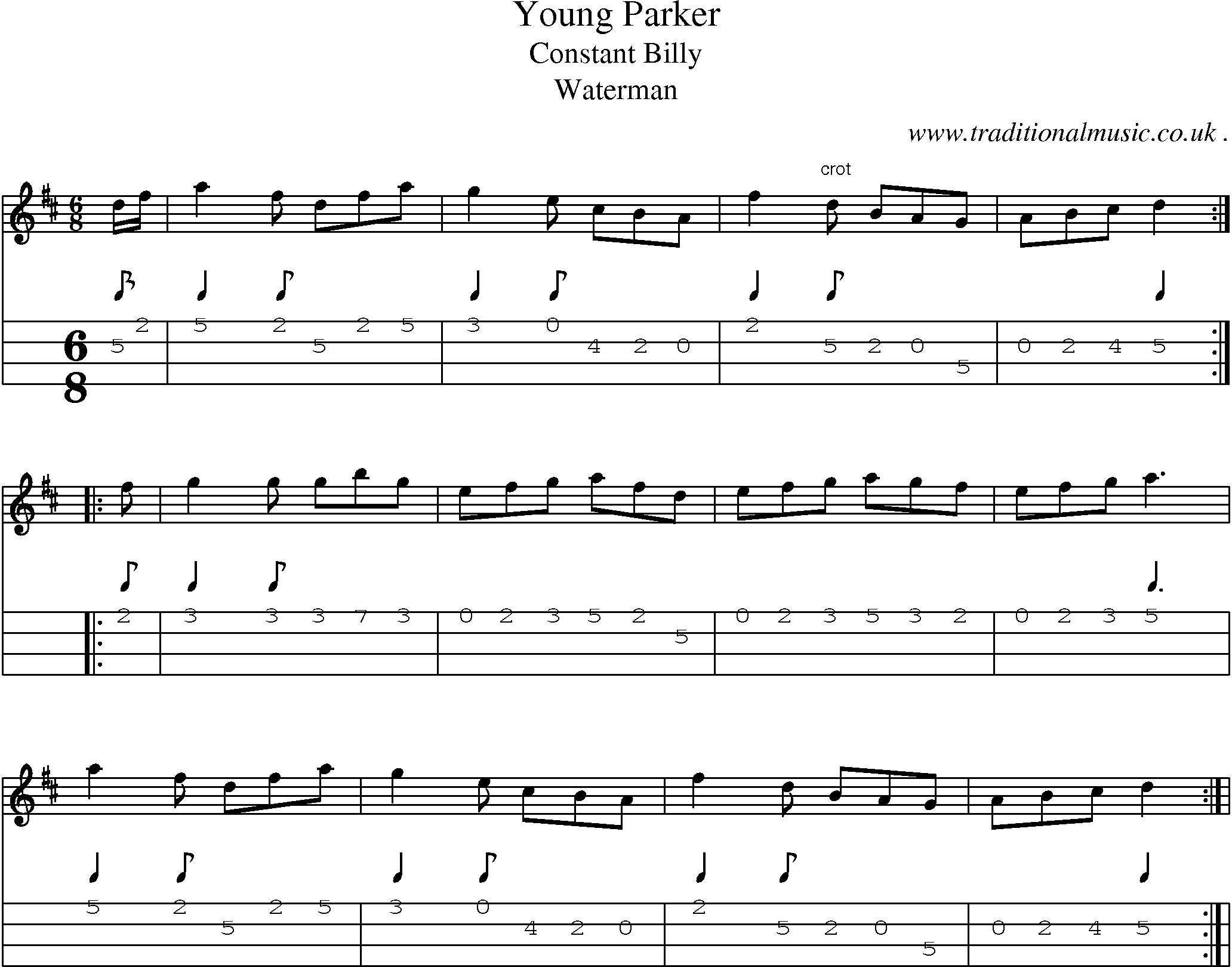Sheet-Music and Mandolin Tabs for Young Parker