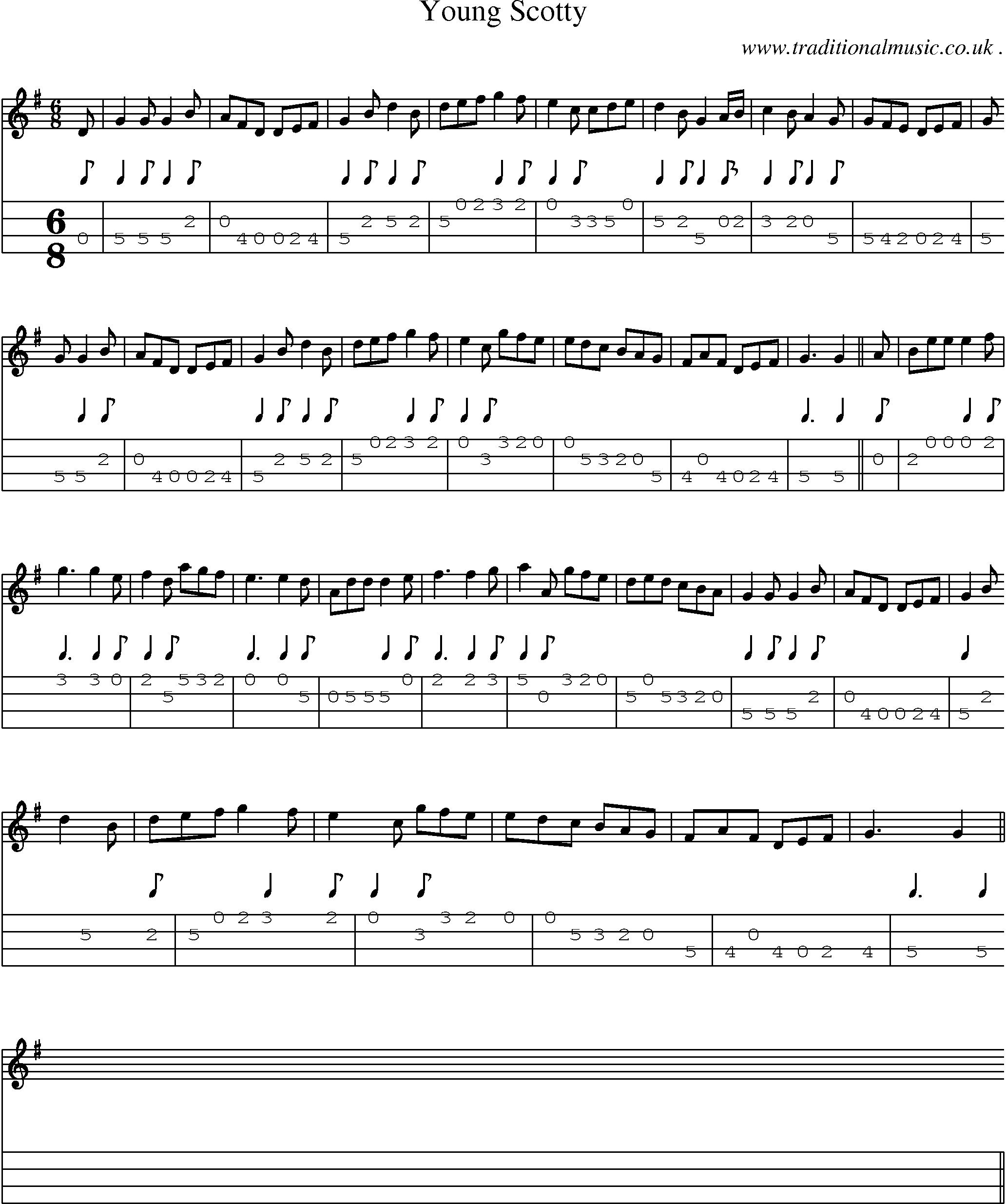 Sheet-Music and Mandolin Tabs for Young Scotty