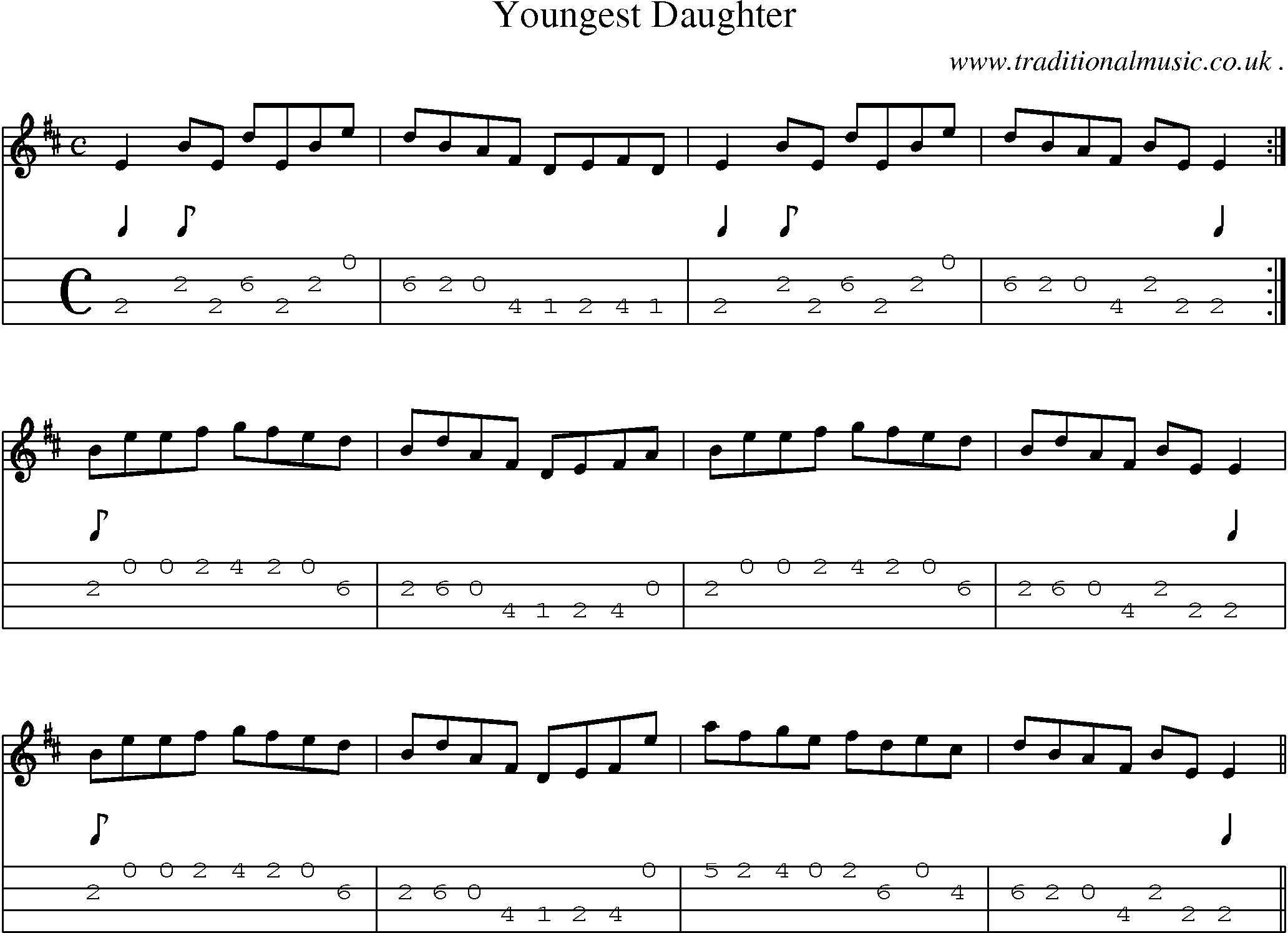 Sheet-Music and Mandolin Tabs for Youngest Daughter