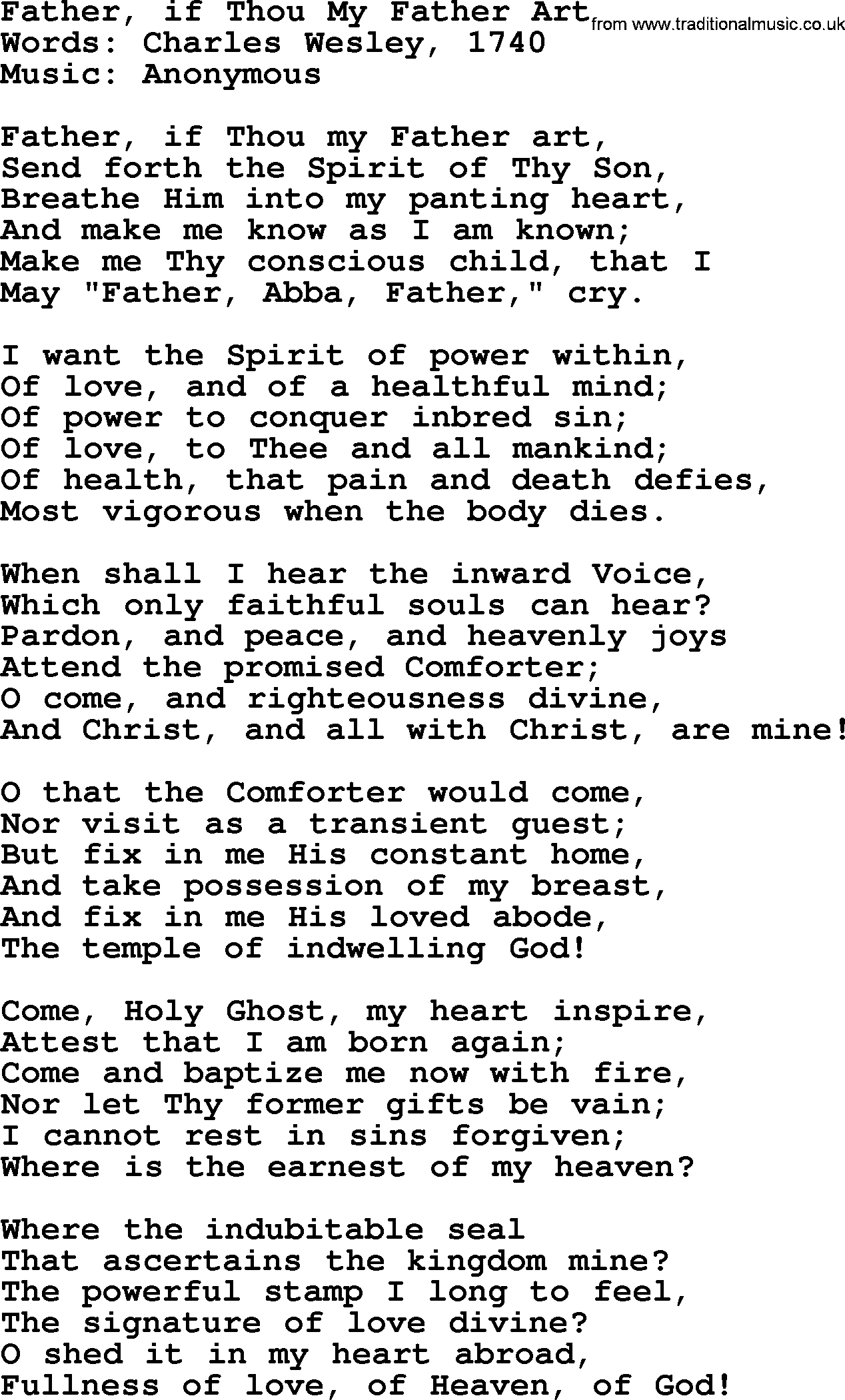 Forgiveness hymns, Hymn: Father, If Thou My Father Art, lyrics with PDF