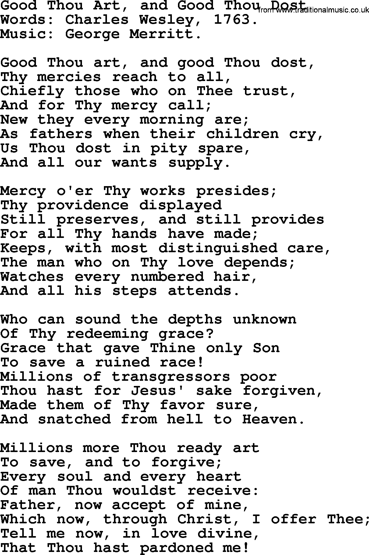 Forgiveness hymns, Hymn: Good Thou Art, And Good Thou Dost, lyrics with PDF