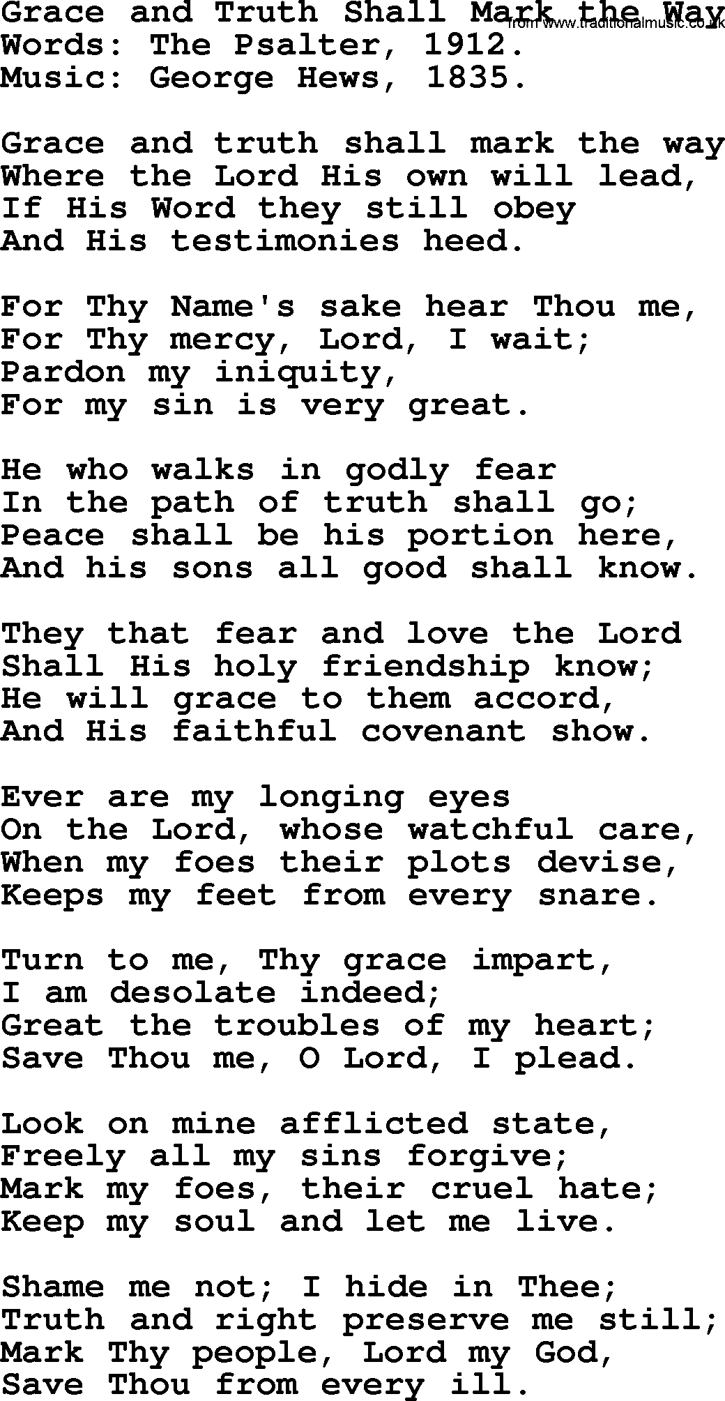 Forgiveness hymns, Hymn: Grace And Truth Shall Mark The Way, lyrics with PDF
