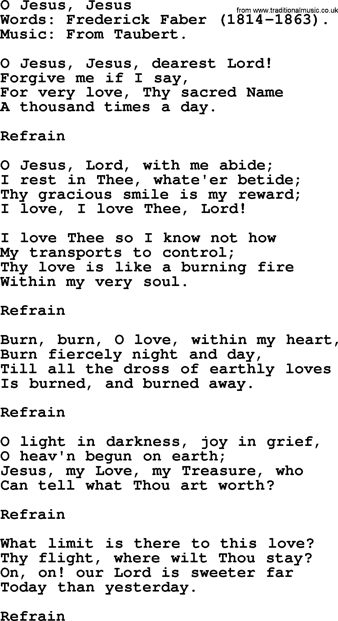 Forgiveness hymns, Hymn: O Jesus, Jesus, lyrics with PDF