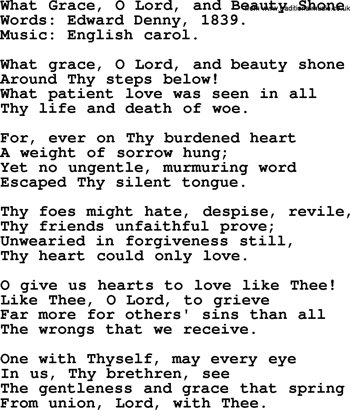 Forgiveness hymns, Hymn: What Grace, O Lord, And Beauty Shone, lyrics with PDF