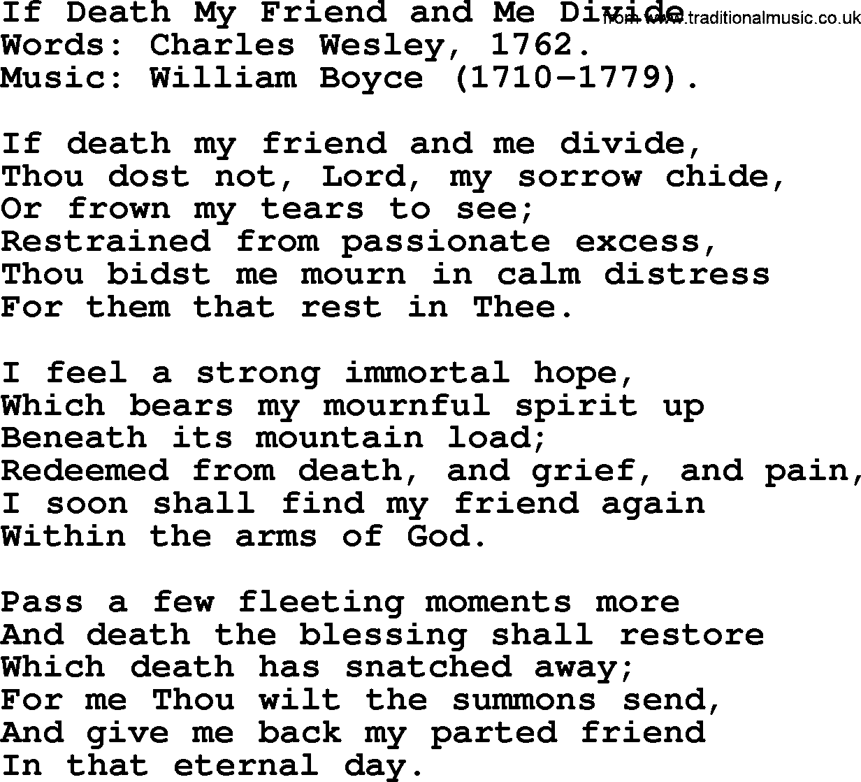100+ Christian Funeral Hymns collection, Hymn: If Death My Friend and Me Divide, lyrics and PDF