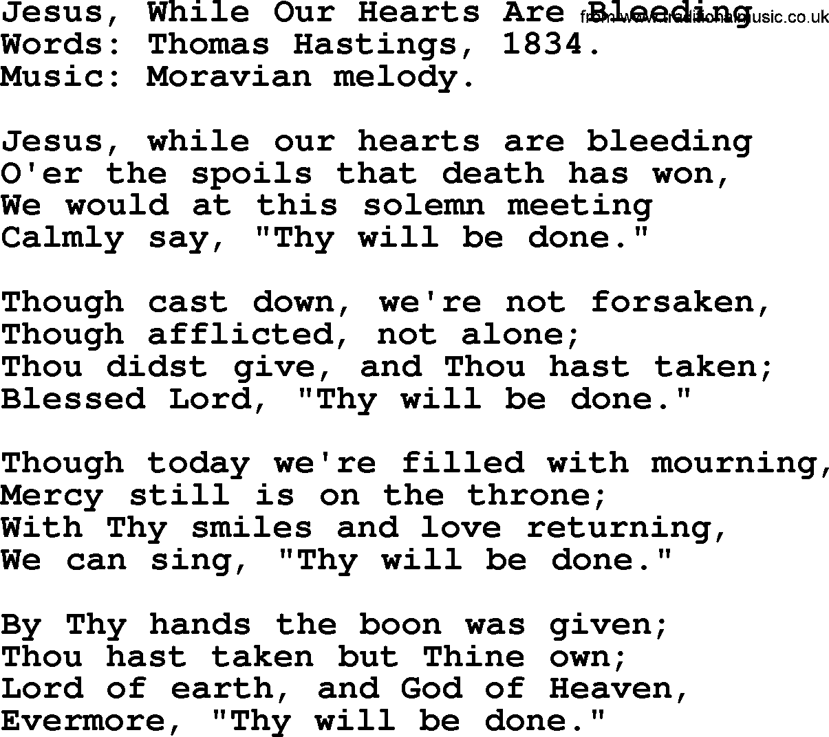 100+ Christian Funeral Hymns collection, Hymn: Jesus, While Our Hearts Are Bleeding, lyrics and PDF