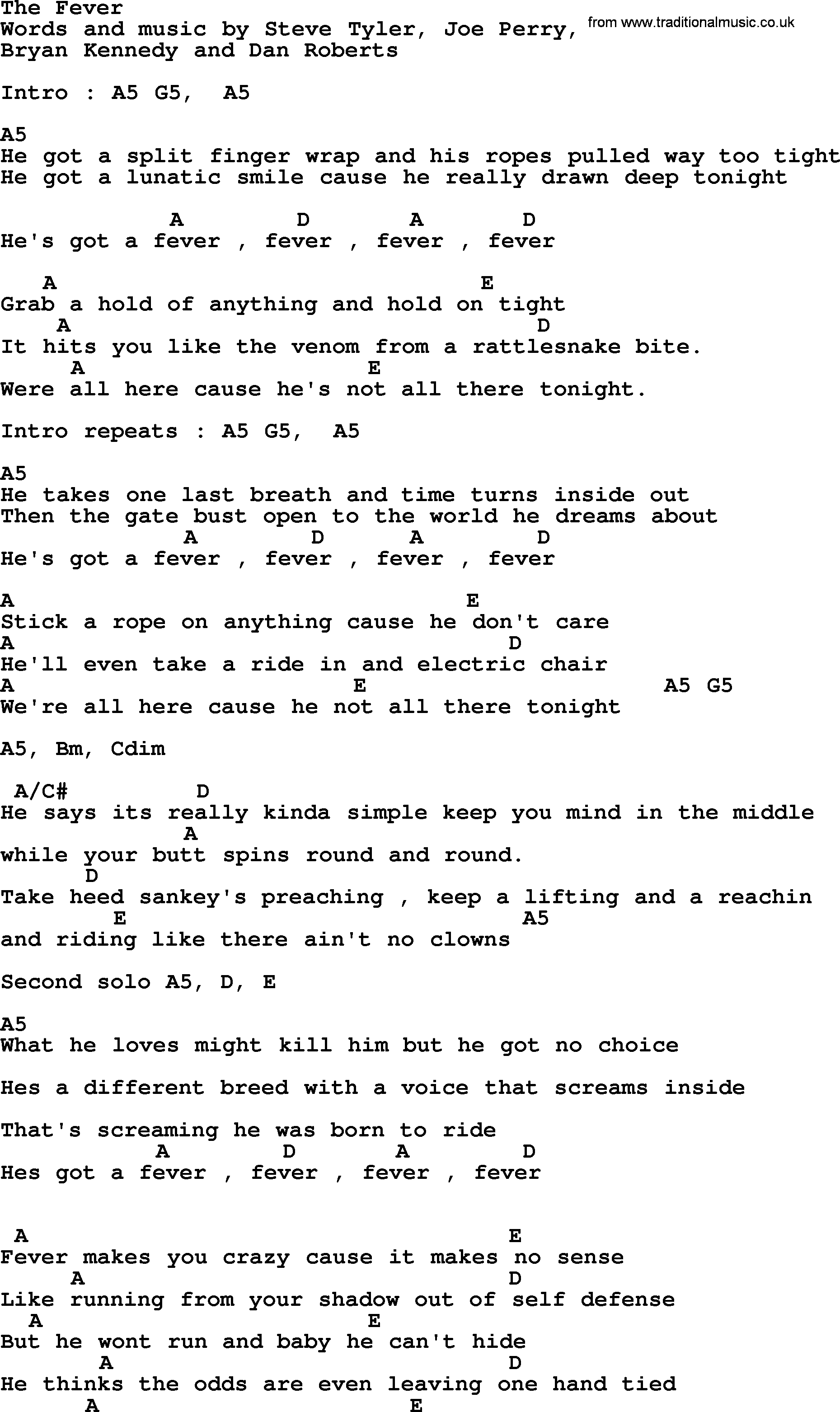 Garth Brooks song: The Fever, lyrics and chords