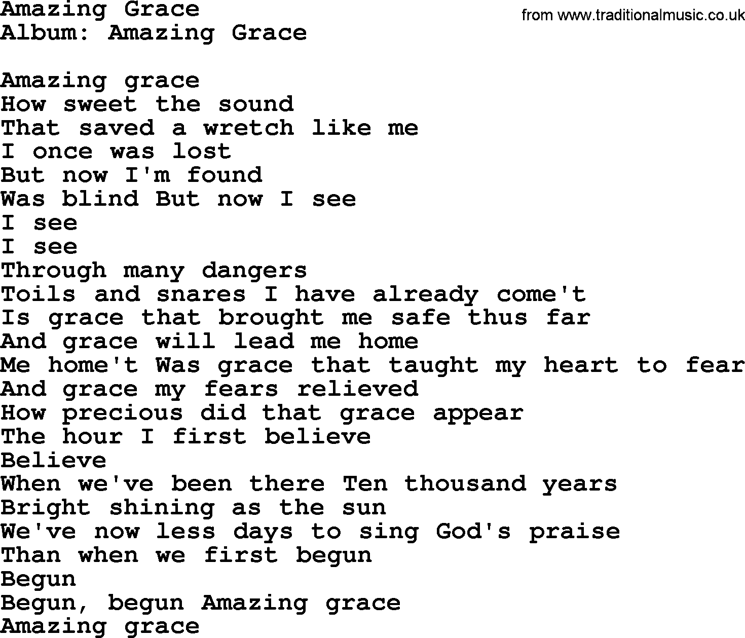 George Jones song: Amazing Grace, lyrics