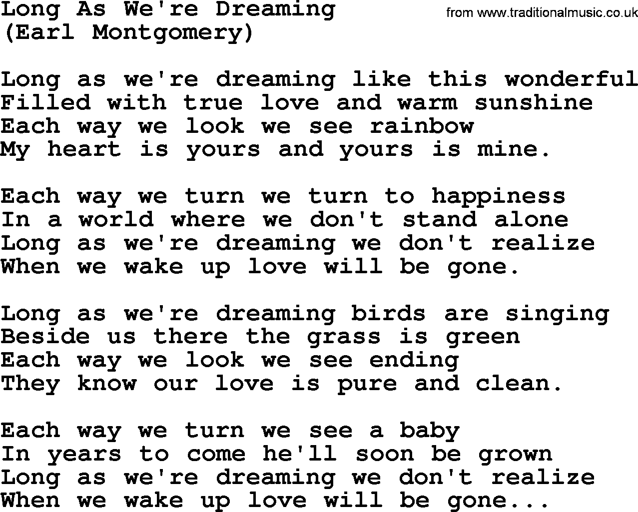 George Jones song: Long As We're Dreaming, lyrics