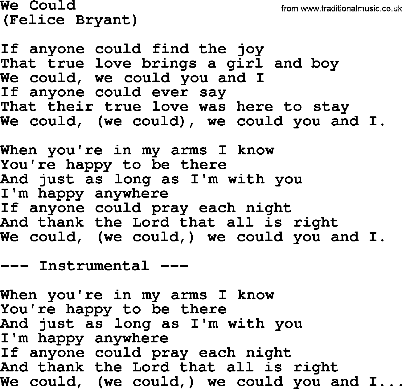 George Jones song: We Could, lyrics