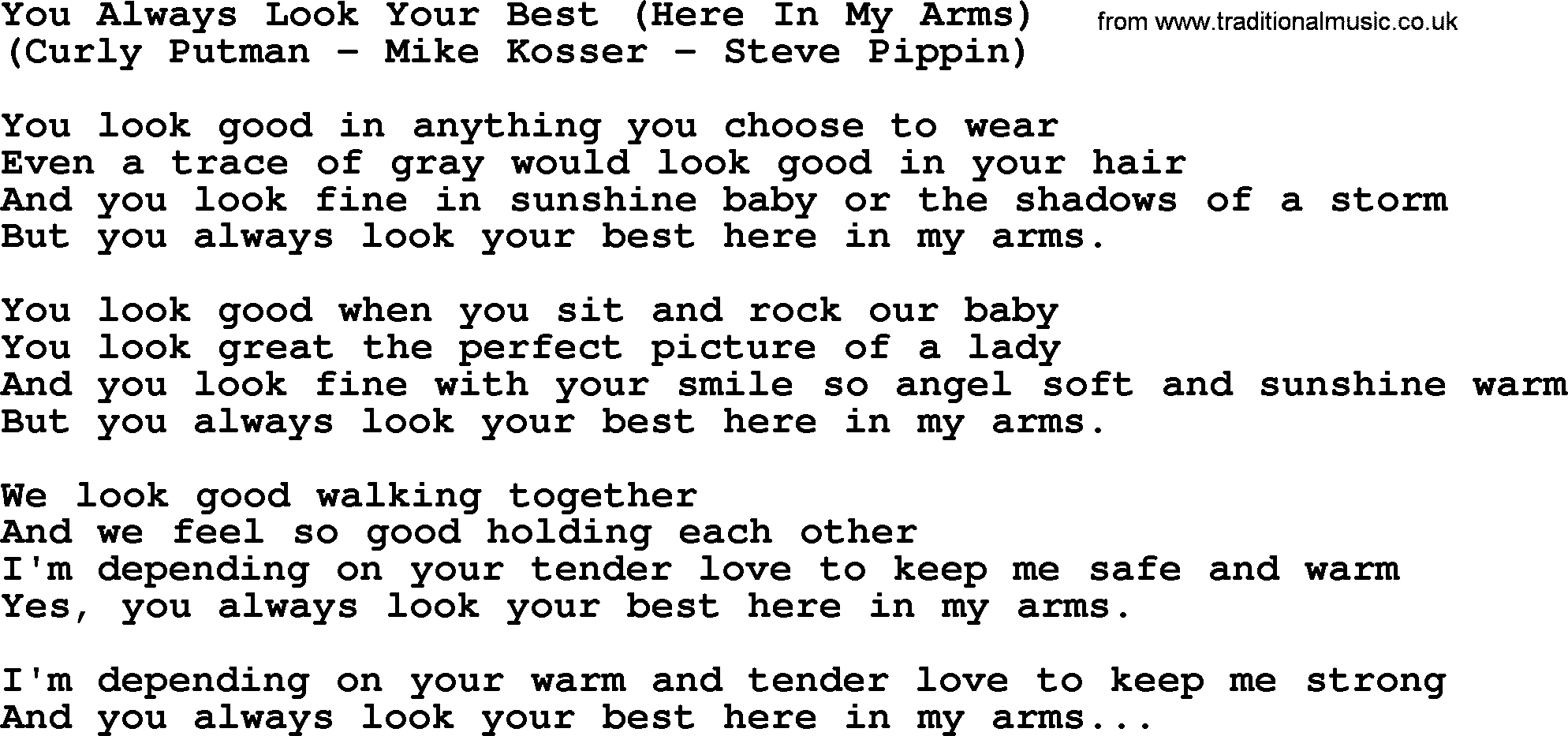 George Jones song: You Always Look Your Best (here In My Arms), lyrics