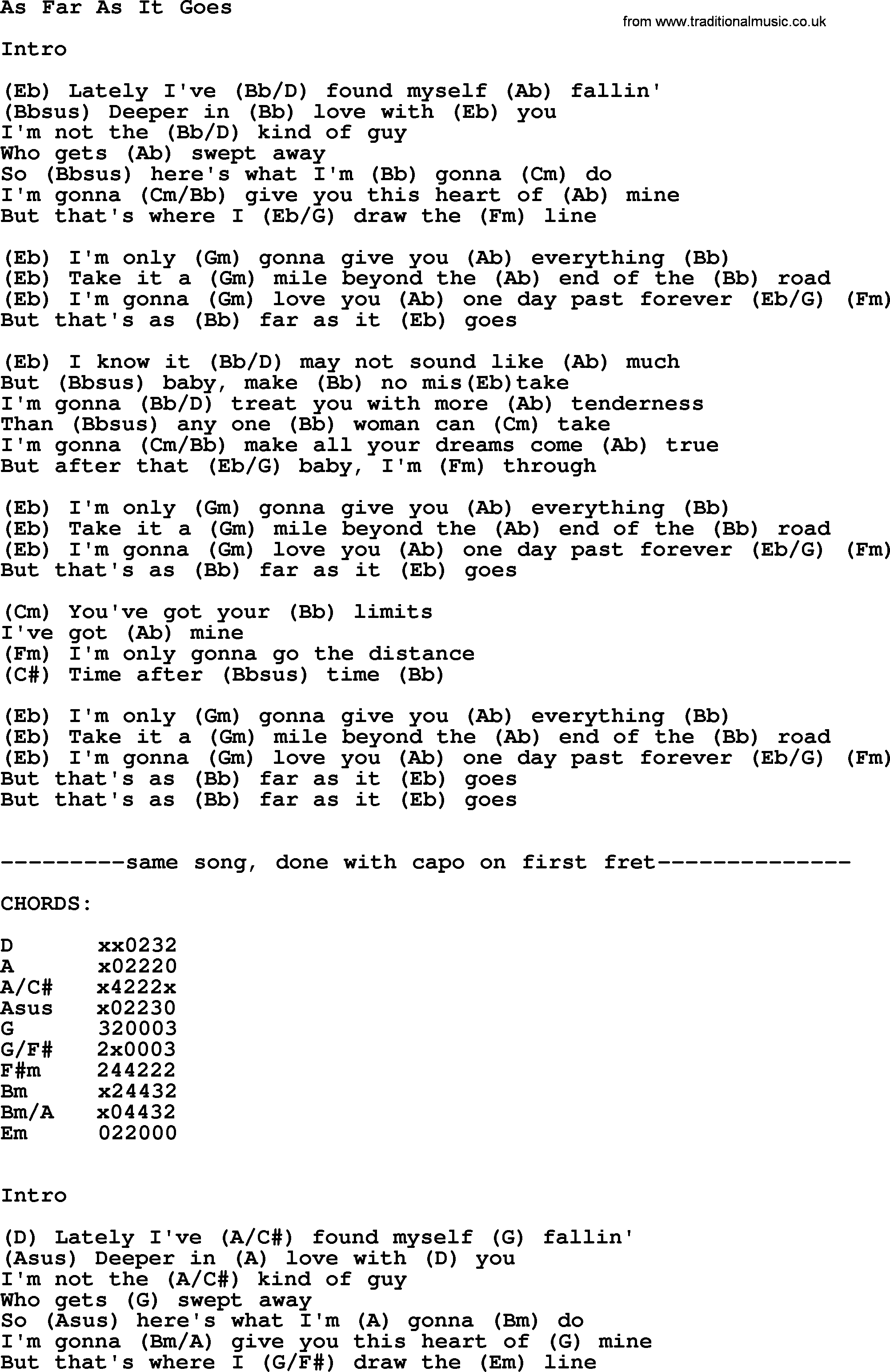 George Strait song: As Far As It Goes, lyrics and chords