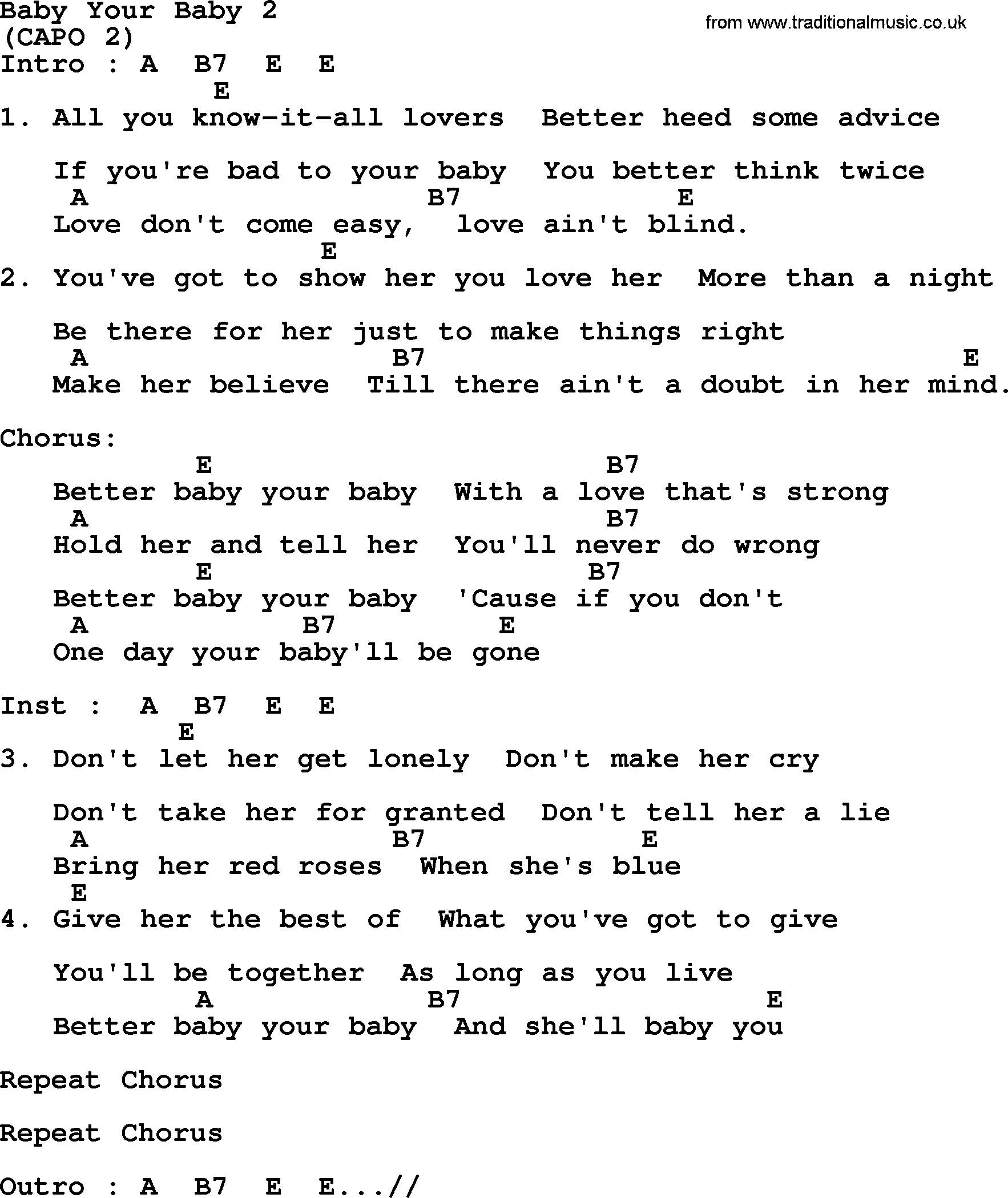 George Strait song: Baby Your Baby 2, lyrics and chords