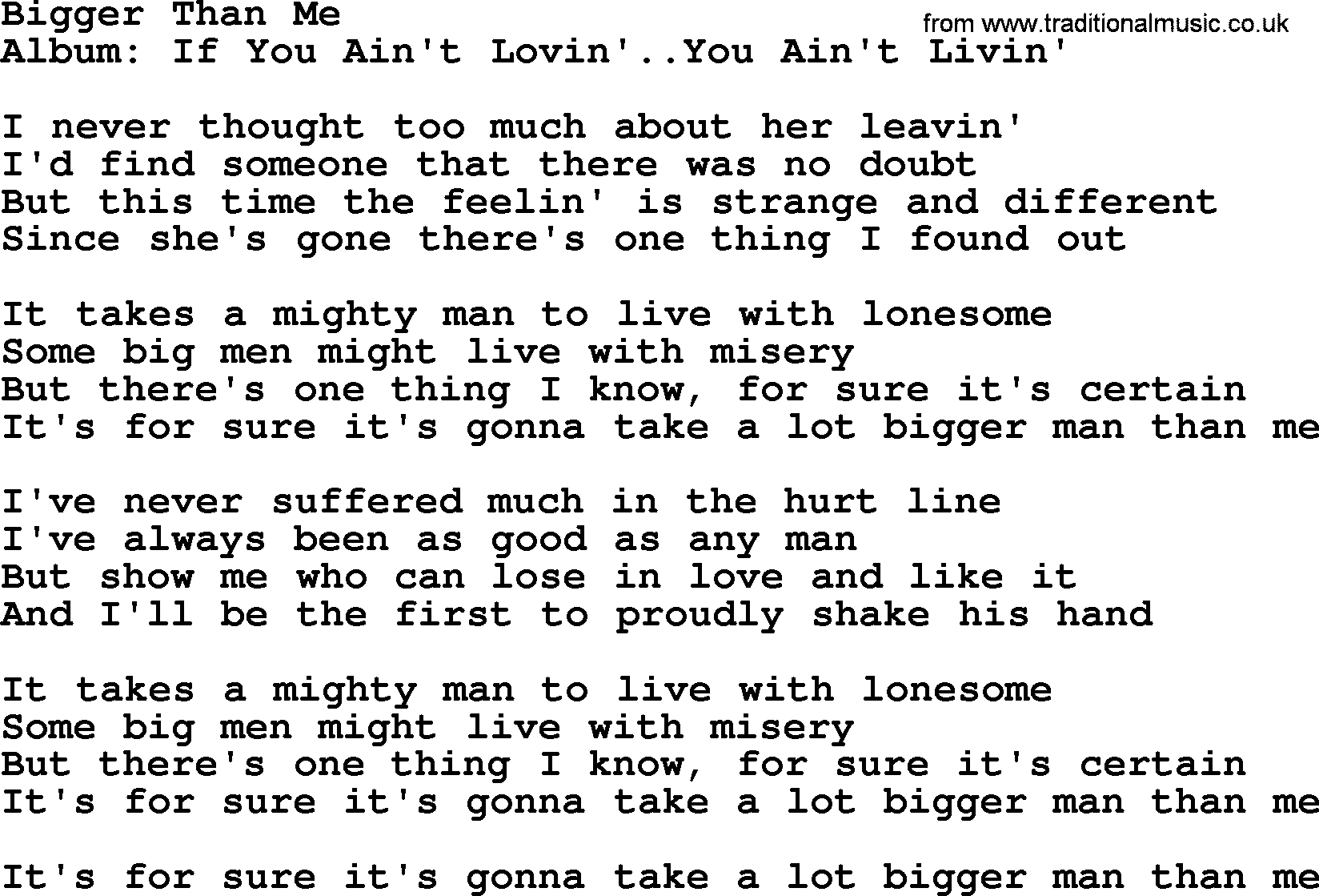 George Strait song: Bigger Than Me, lyrics