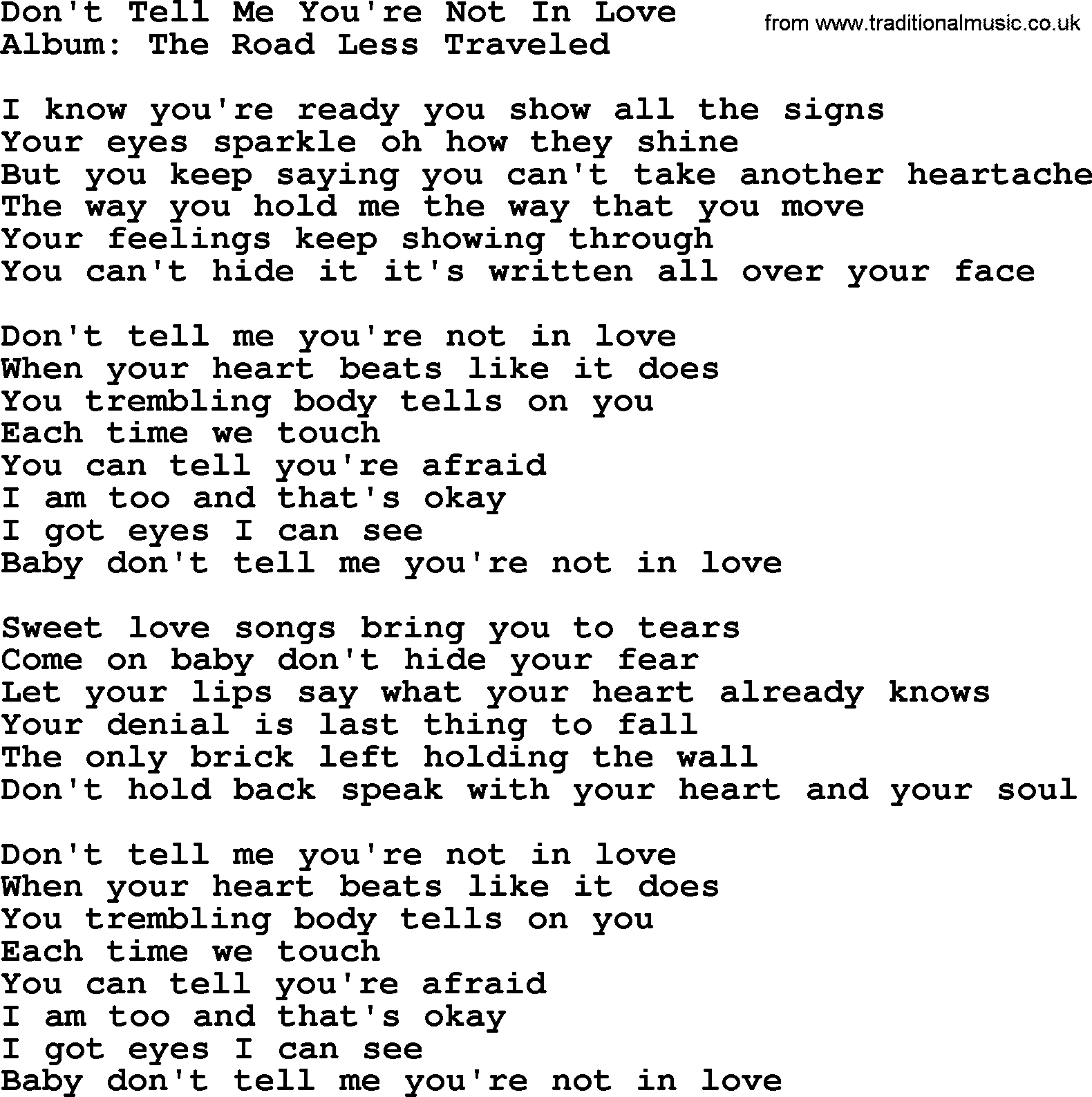 George Strait song: Don't Tell Me You're Not In Love, lyrics