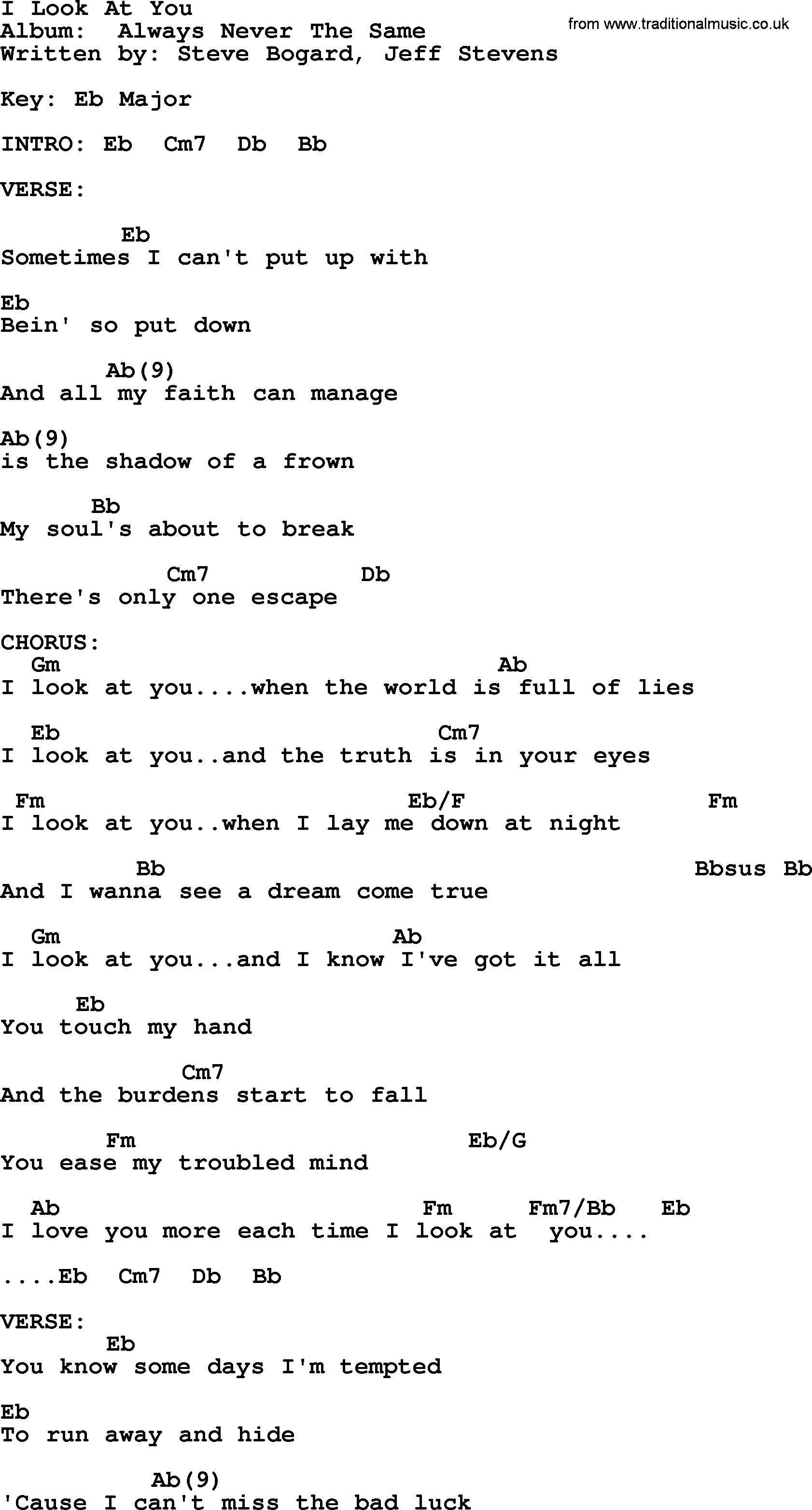 George Strait song: I Look At You, lyrics and chords