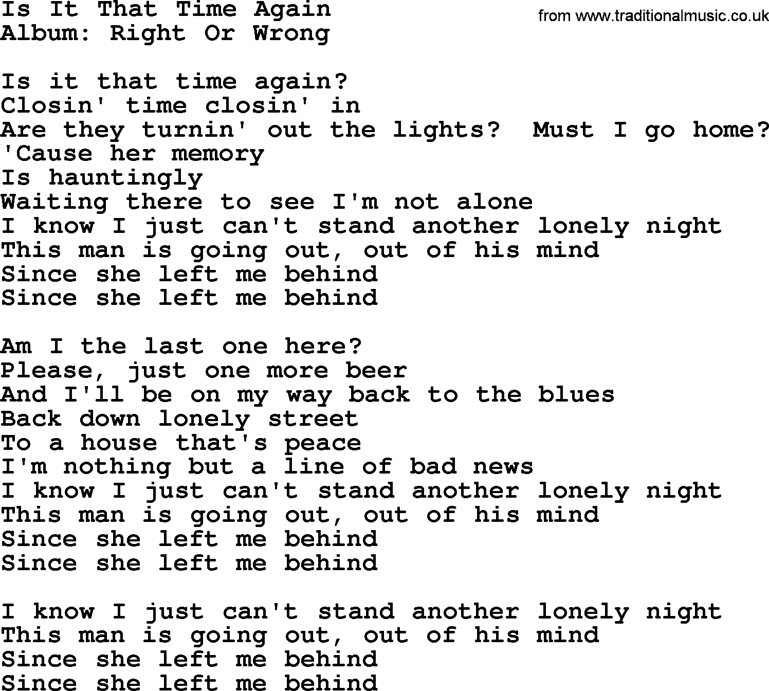 George Strait song: Is It That Time Again, lyrics