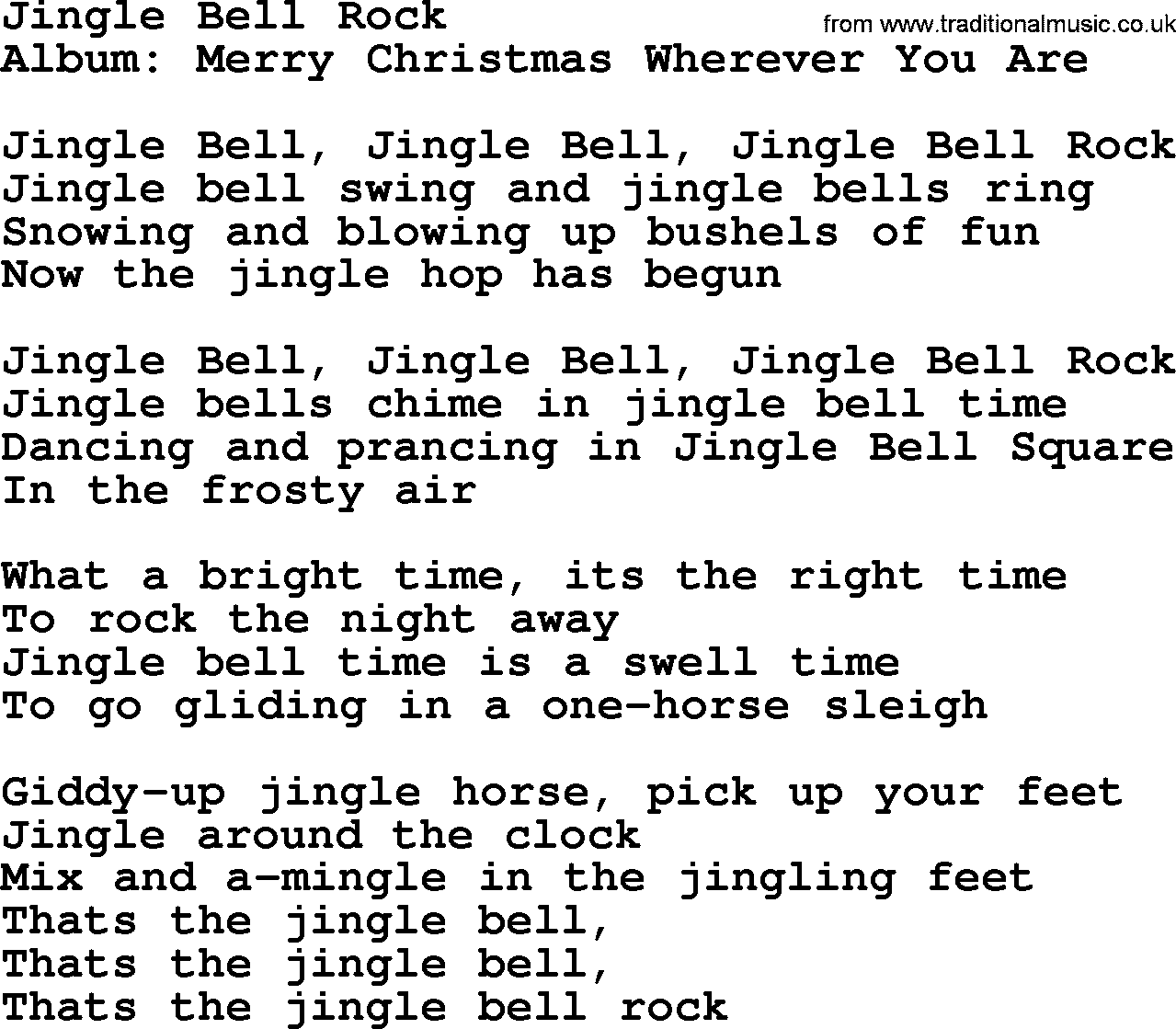 Jingle Bell Rock, by Strait lyrics