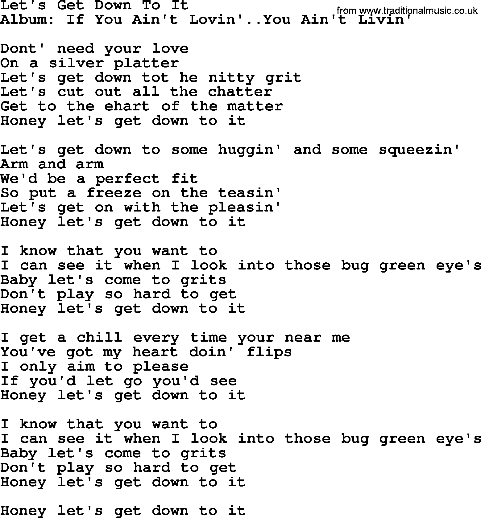 George Strait song: Let's Get Down To It, lyrics