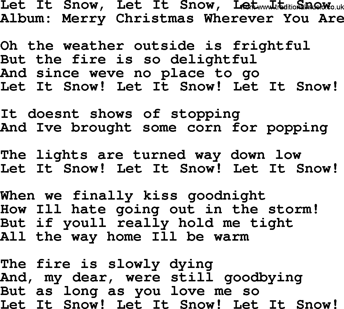 George Strait song: Let It Snow, Let It Snow, Let It Snow, lyrics