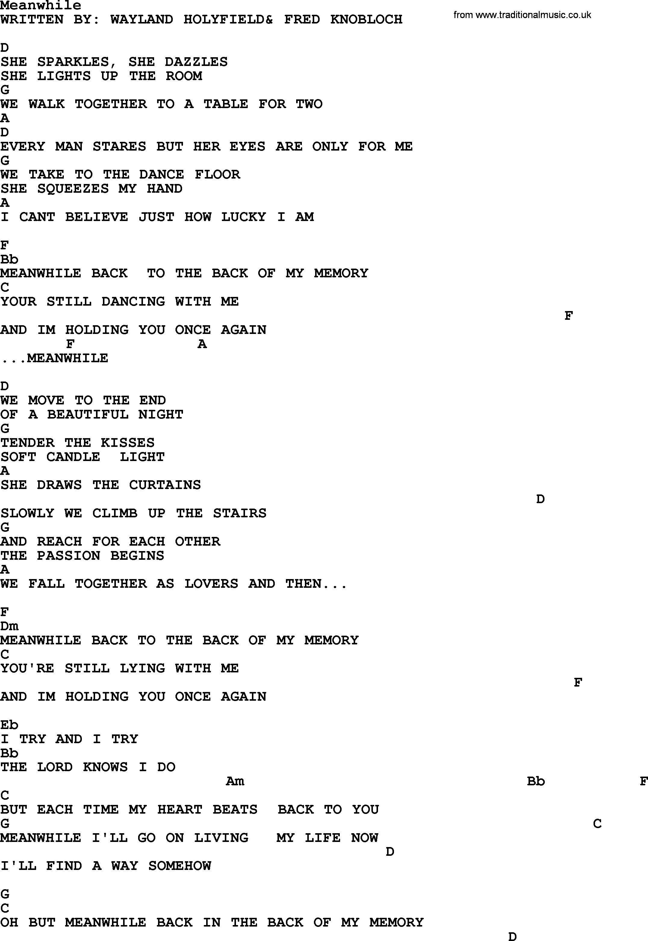 George Strait song: Meanwhile, lyrics and chords
