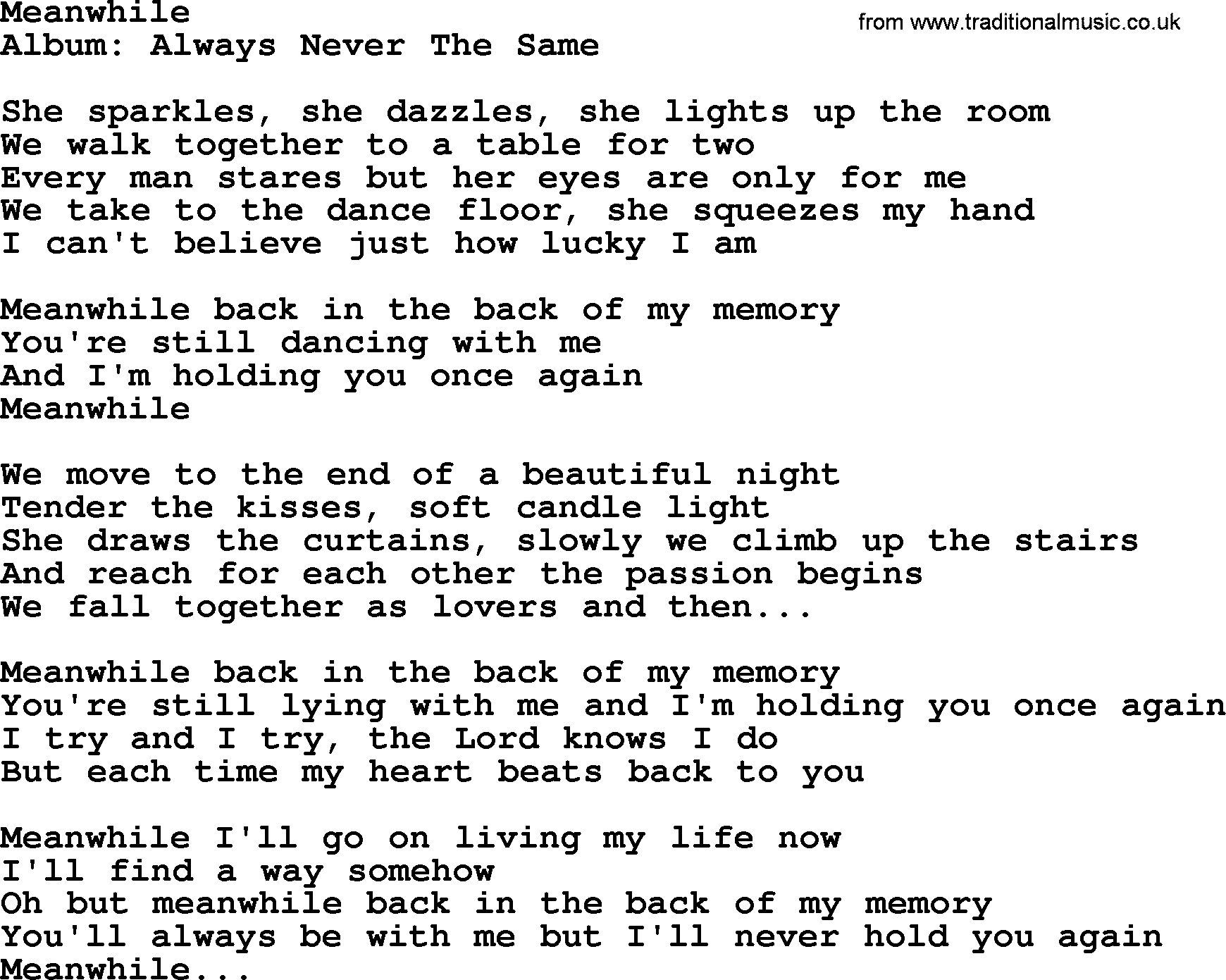 George Strait song: Meanwhile, lyrics