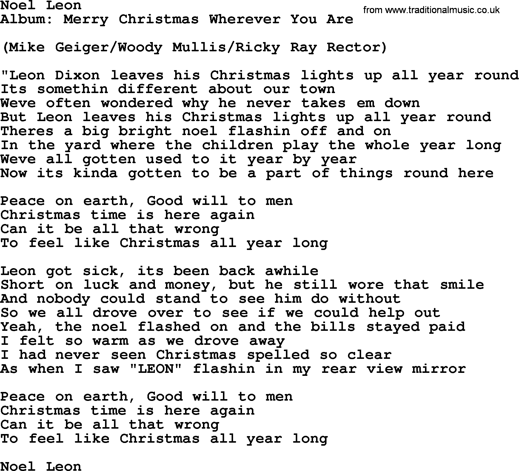 George Strait song: Noel Leon, lyrics
