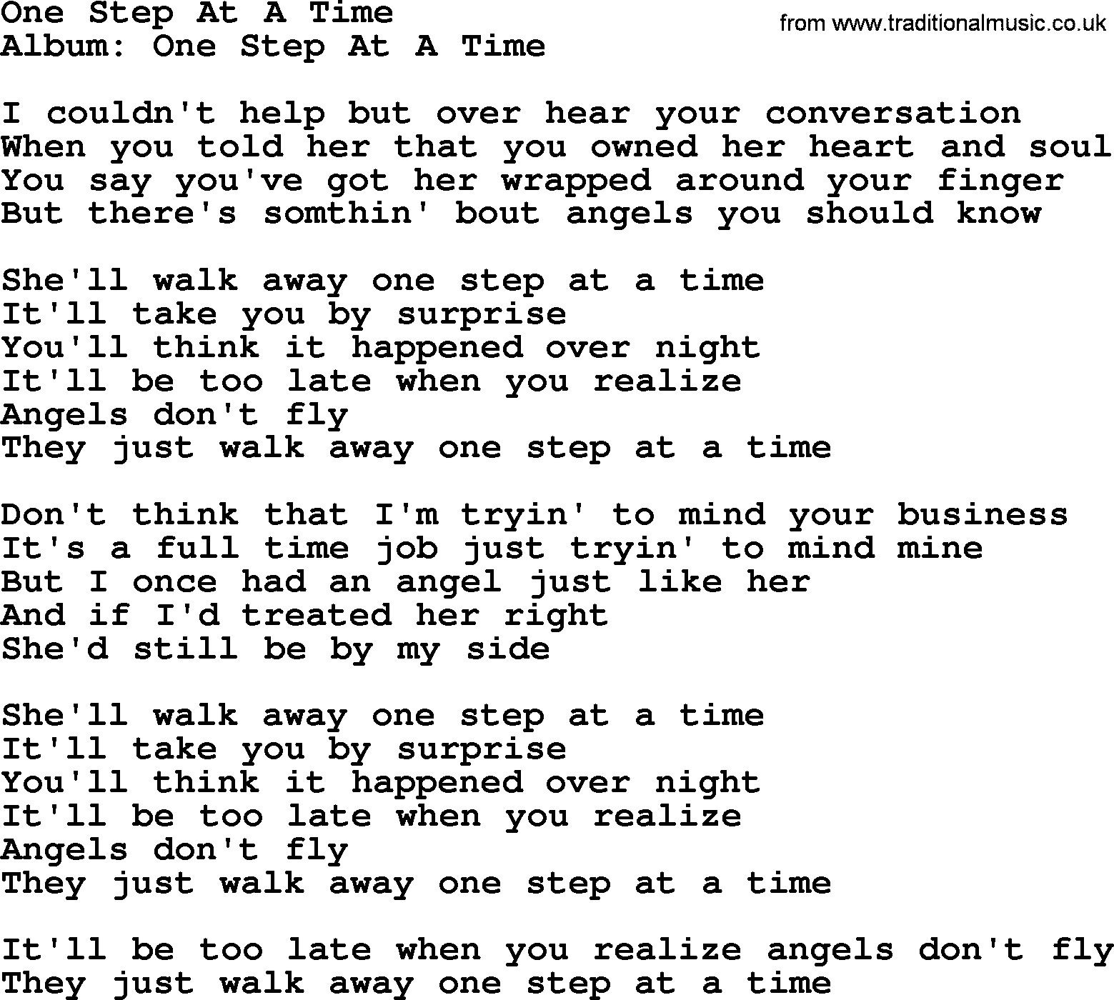 George Strait song: One Step At A Time, lyrics
