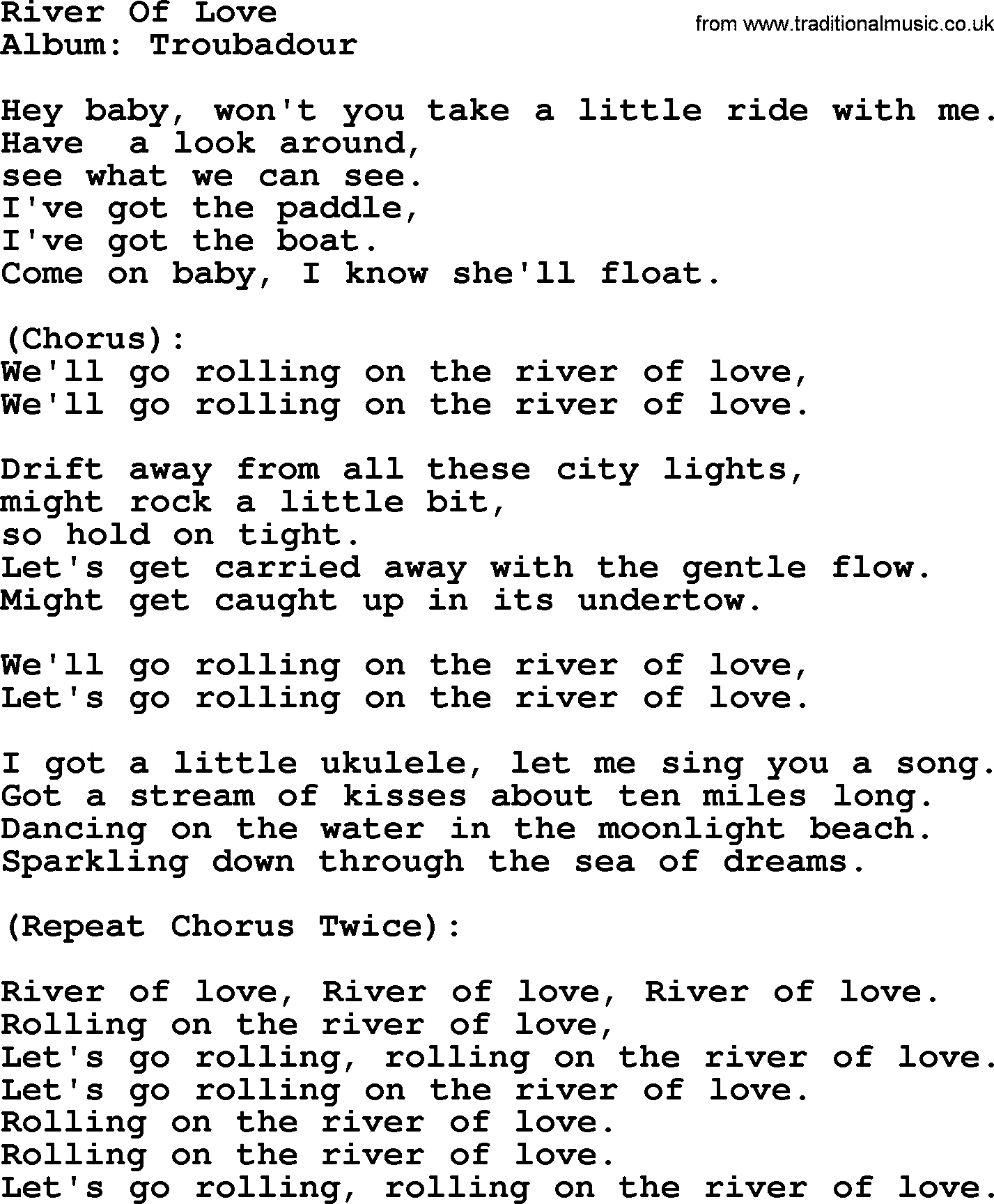 George Strait song: River Of Love, lyrics
