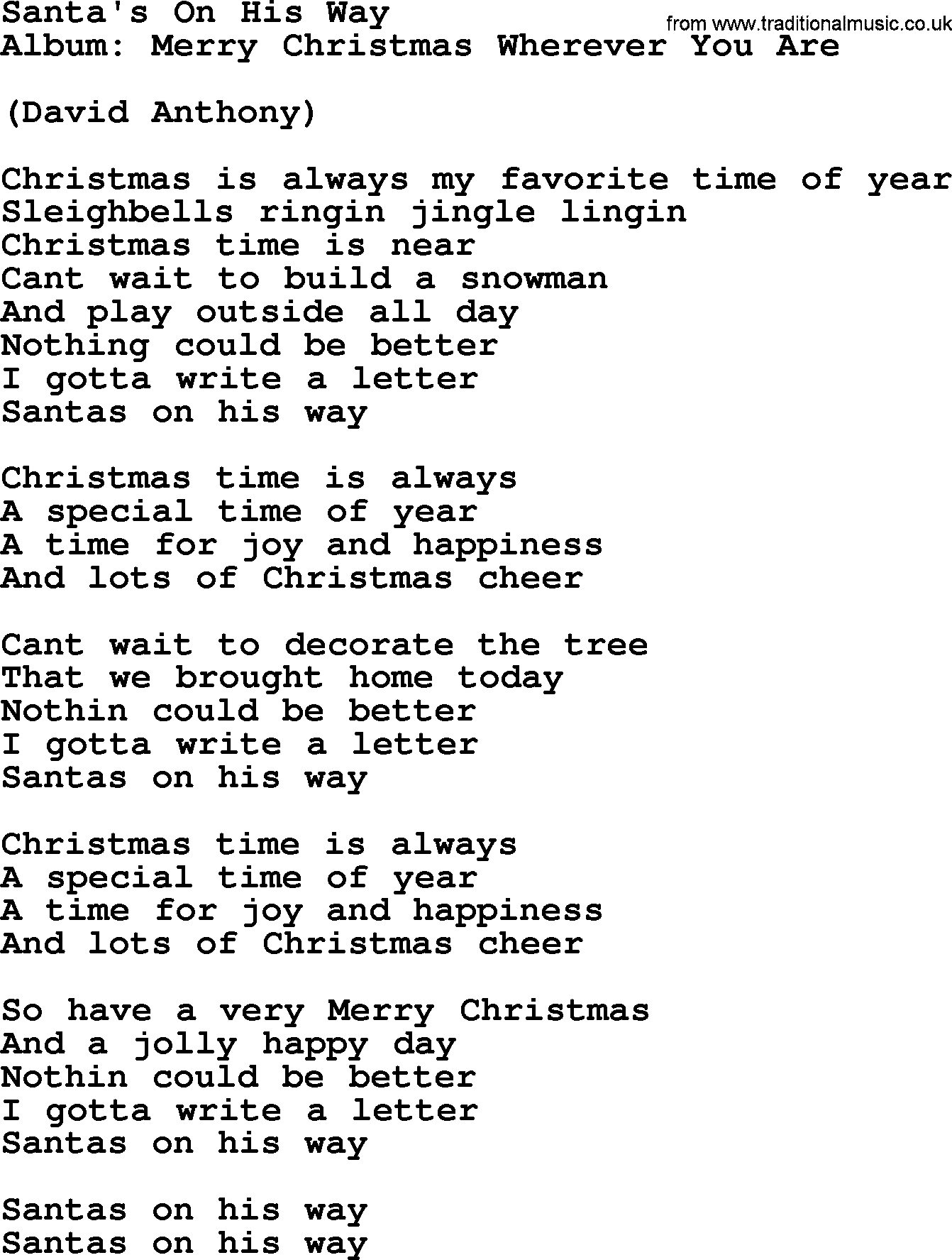 George Strait song: Santa's On His Way, lyrics