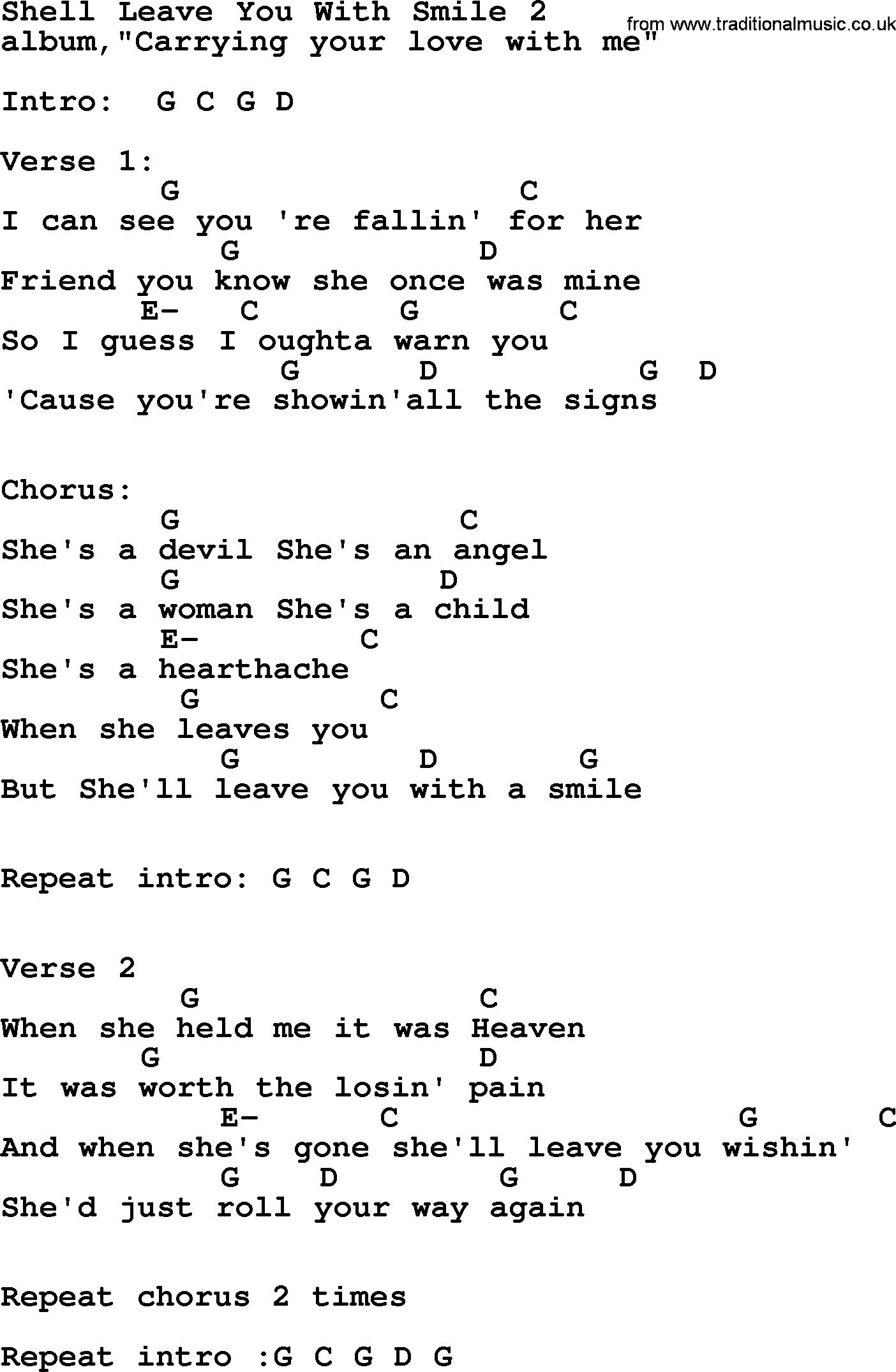 George Strait song: Shell Leave You With Smile 2, lyrics and chords