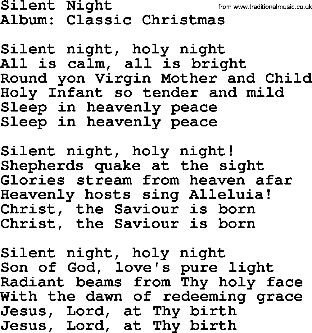 George Strait song: Silent Night, lyrics