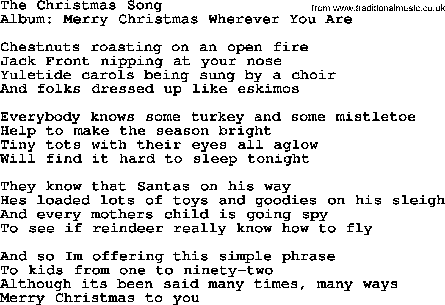 George Strait song: The Christmas Song, lyrics