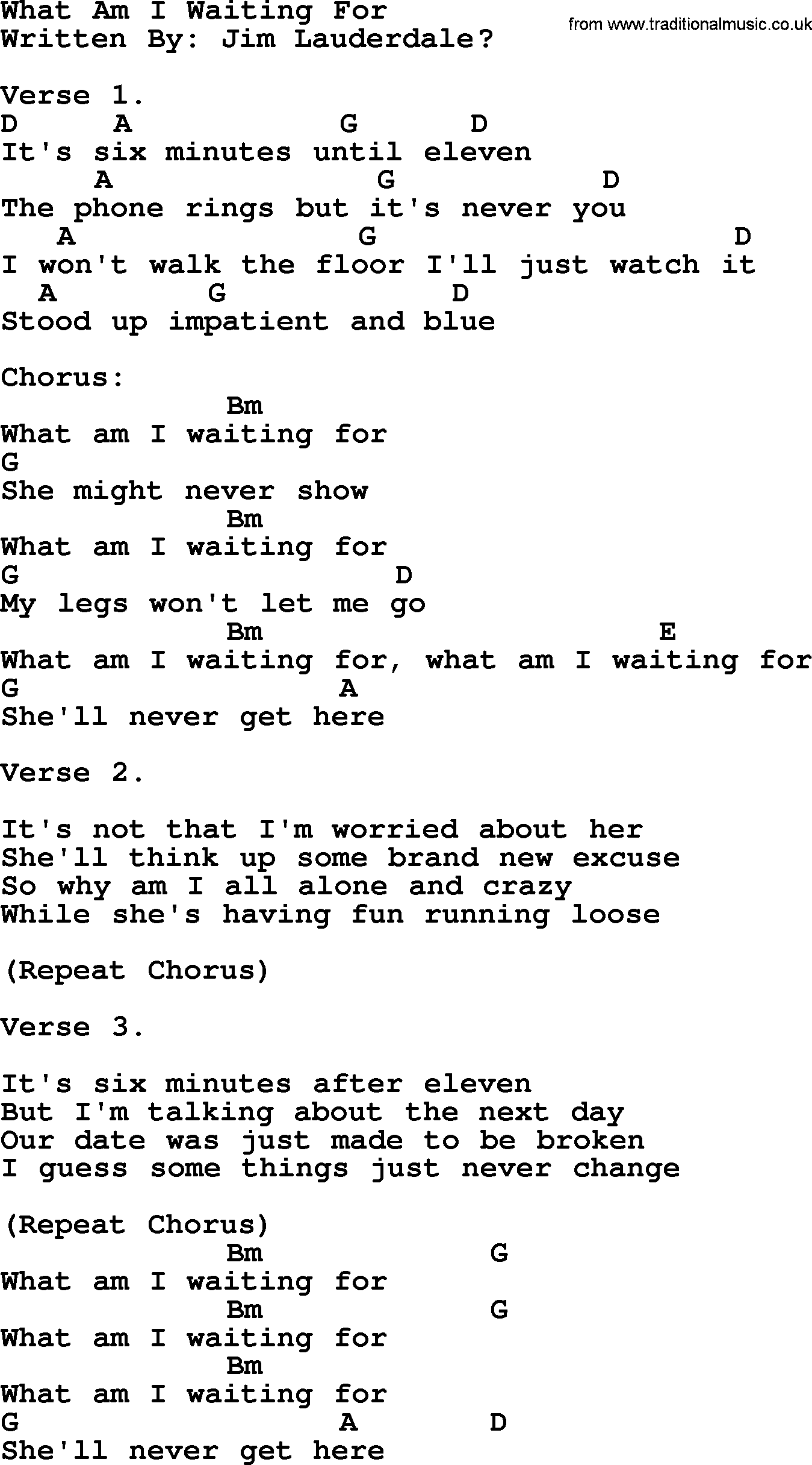 George Strait song: What Am I Waiting For, lyrics and chords