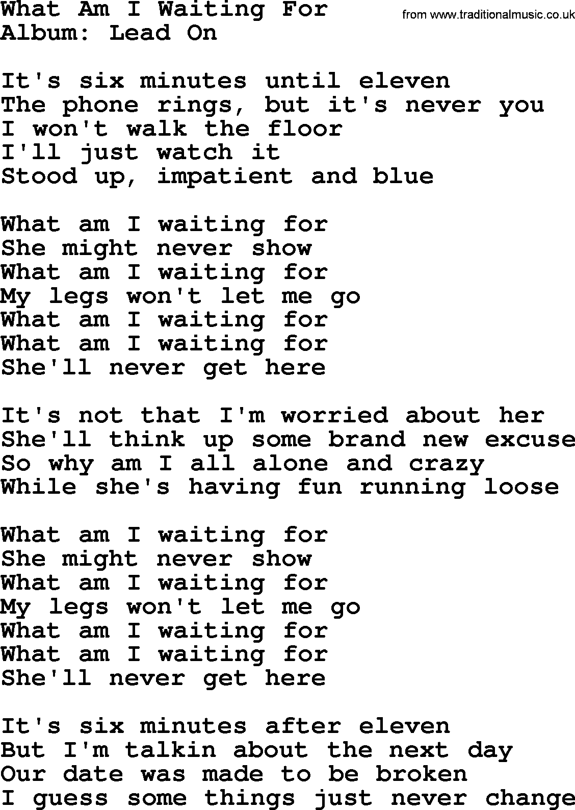 George Strait song: What Am I Waiting For, lyrics