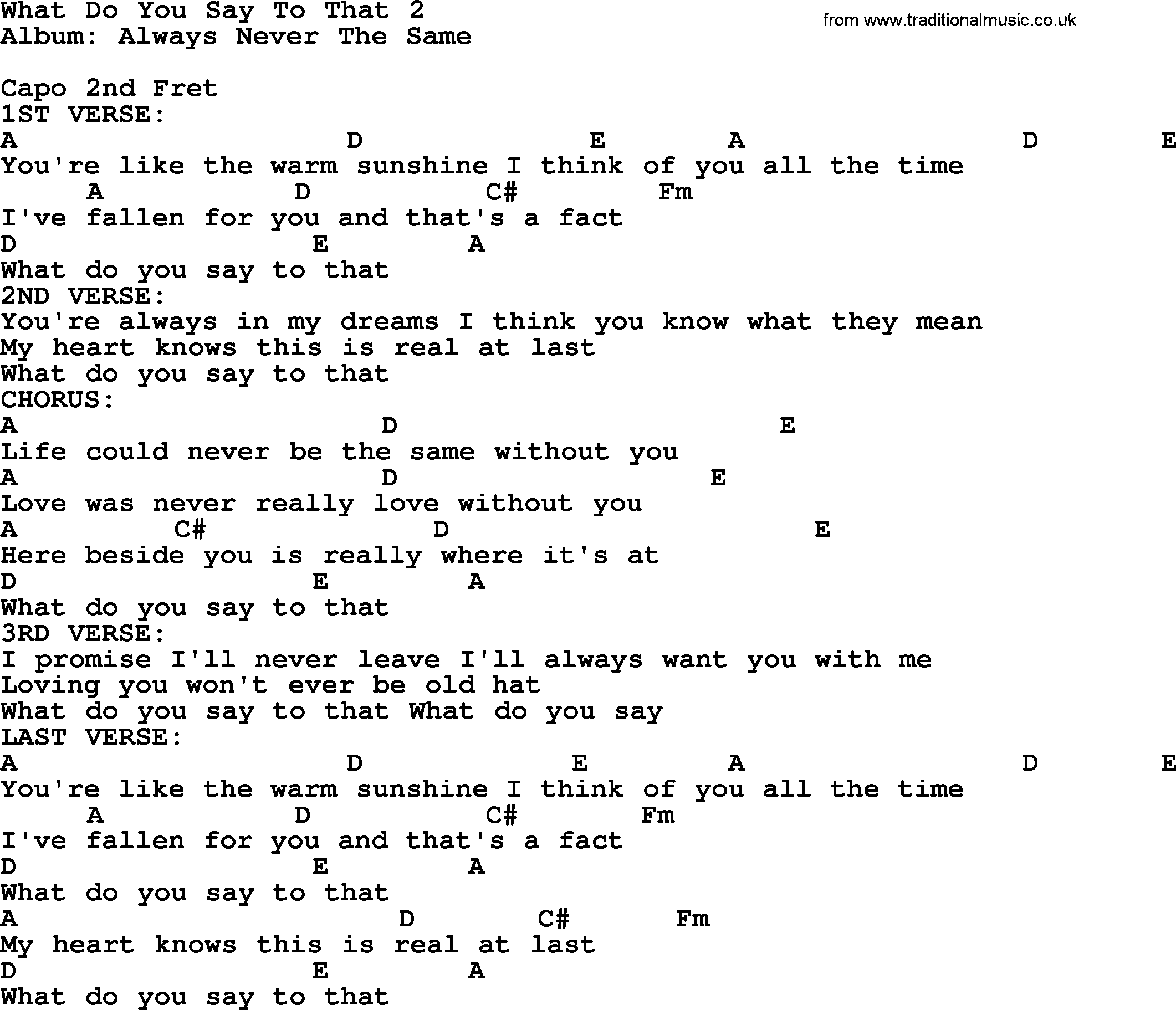 George Strait song: What Do You Say To That 2, lyrics and chords