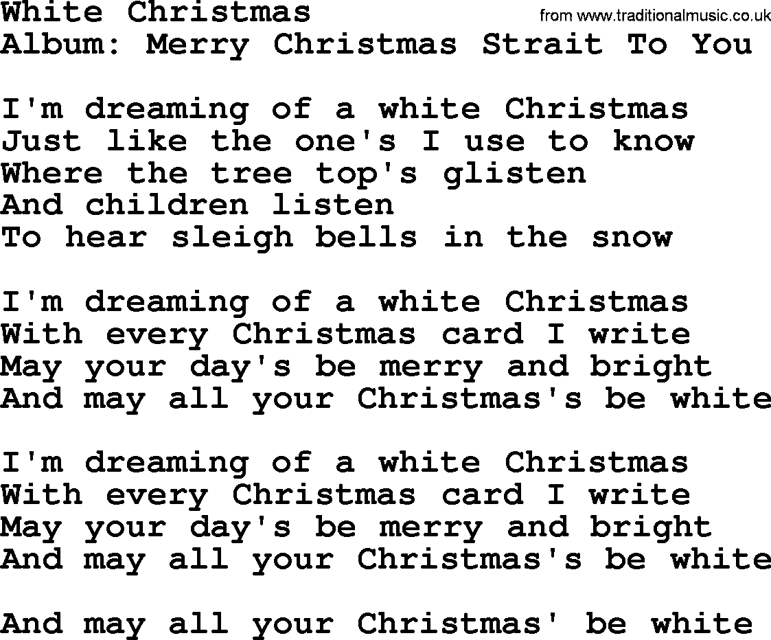 George Strait song: White Christmas, lyrics