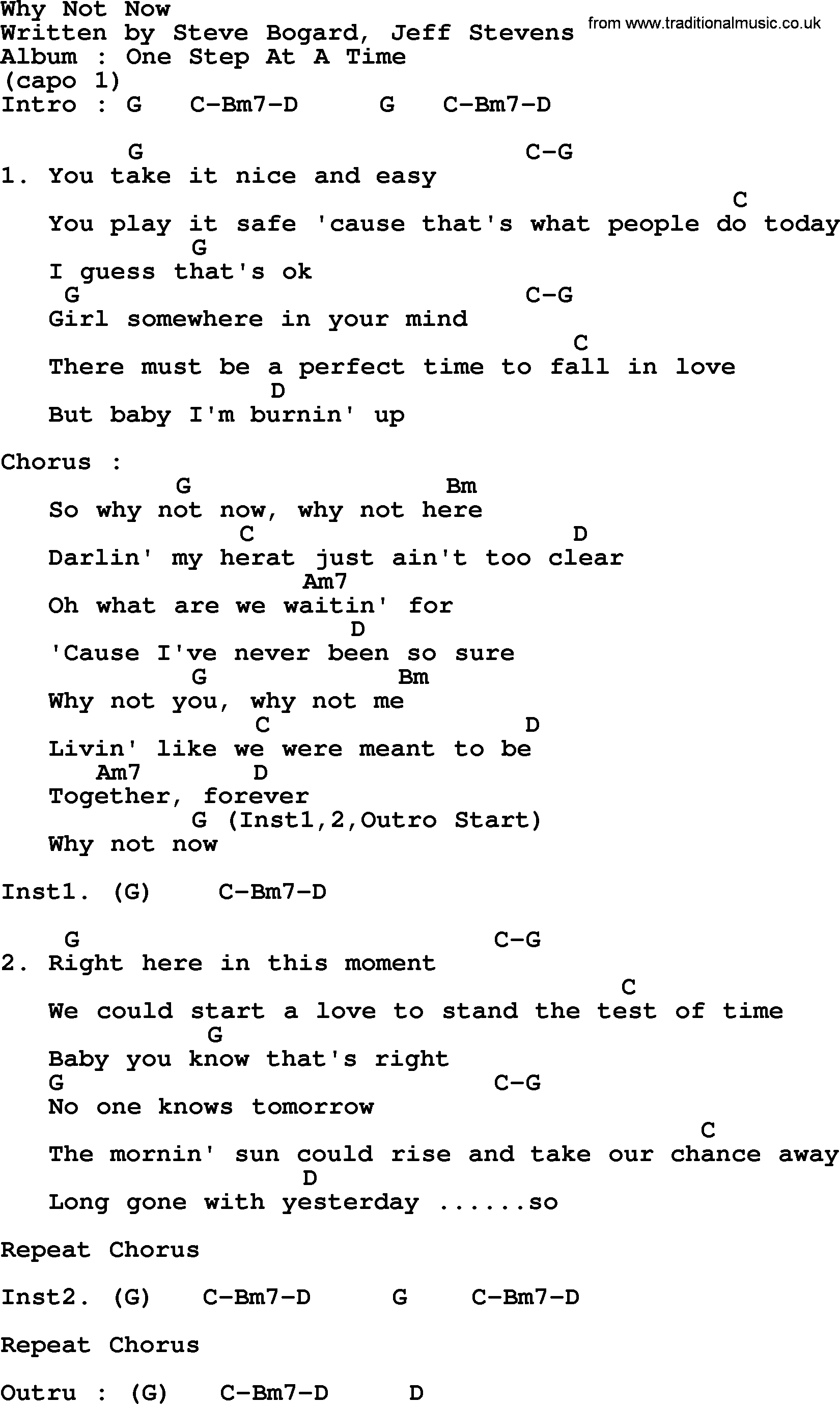 George Strait song: Why Not Now, lyrics and chords